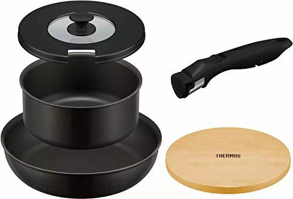 Thermos Durable Series 5-Piece Non-Stick Frying Pan Set Handle Black IH Compatible