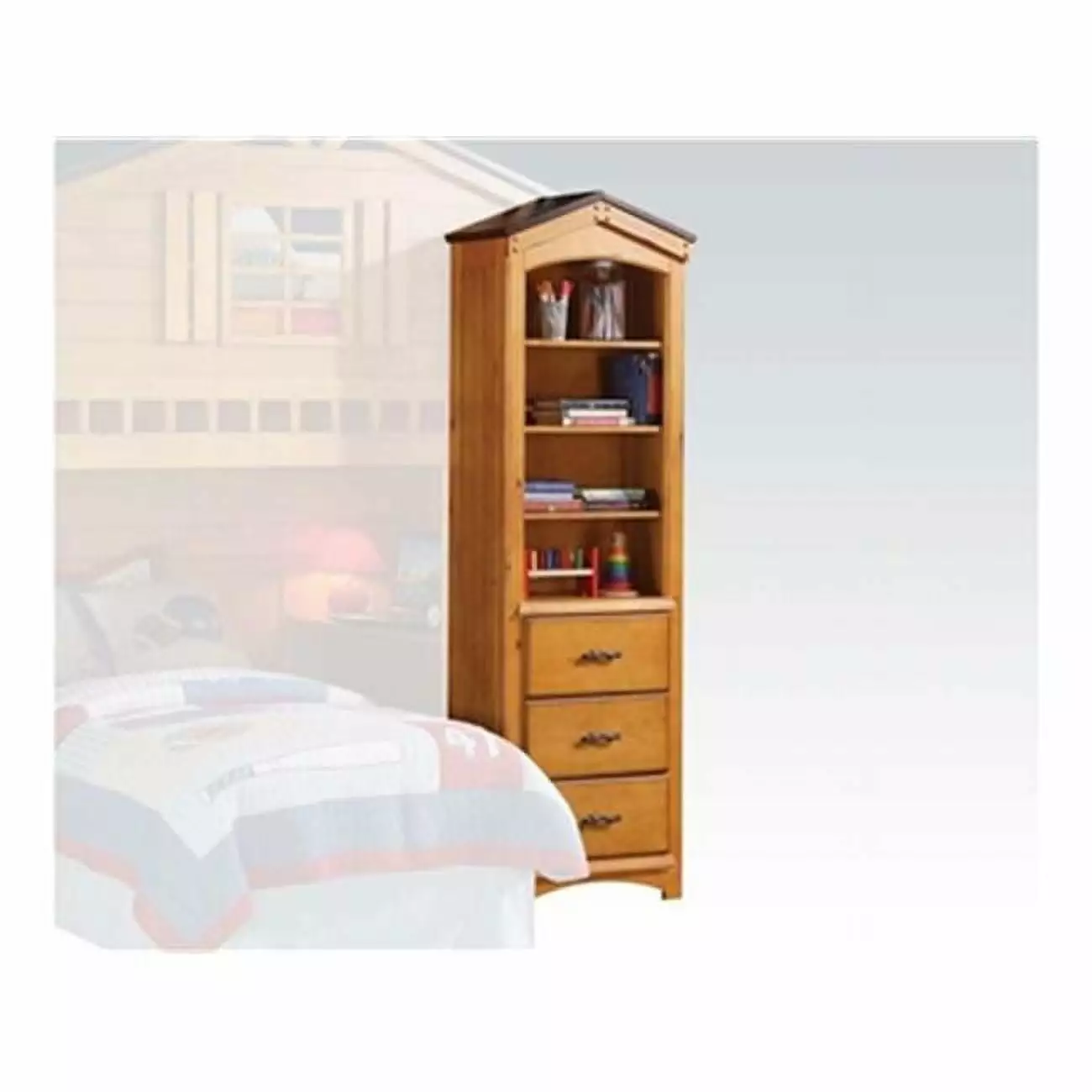 Acme Furniture Tree House Rustic Oak Bookshelf Cabinet Rustic Oak