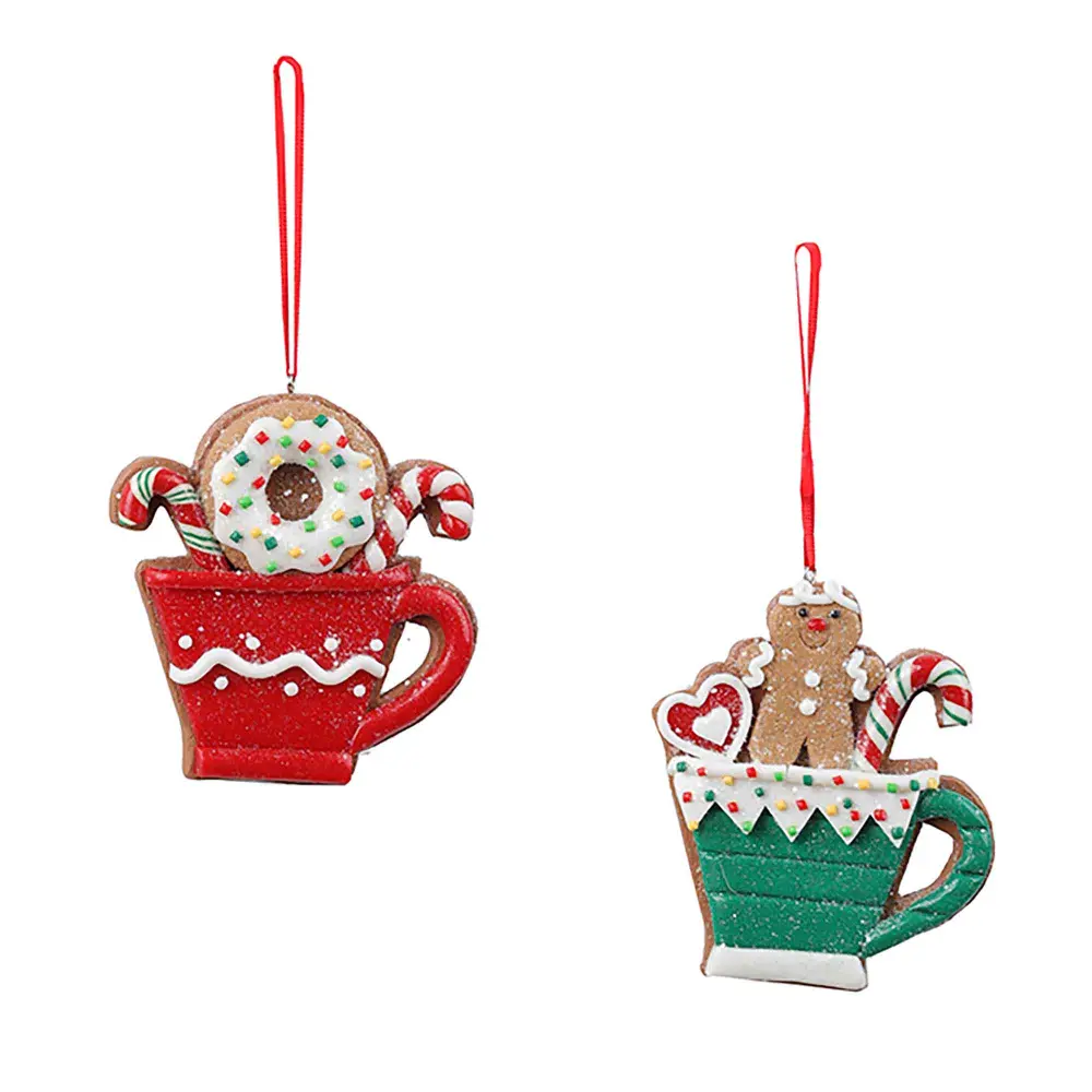 Clay Ornament 3.9'' High Shape Coffee Cups Candies, Choice Between 2 Models