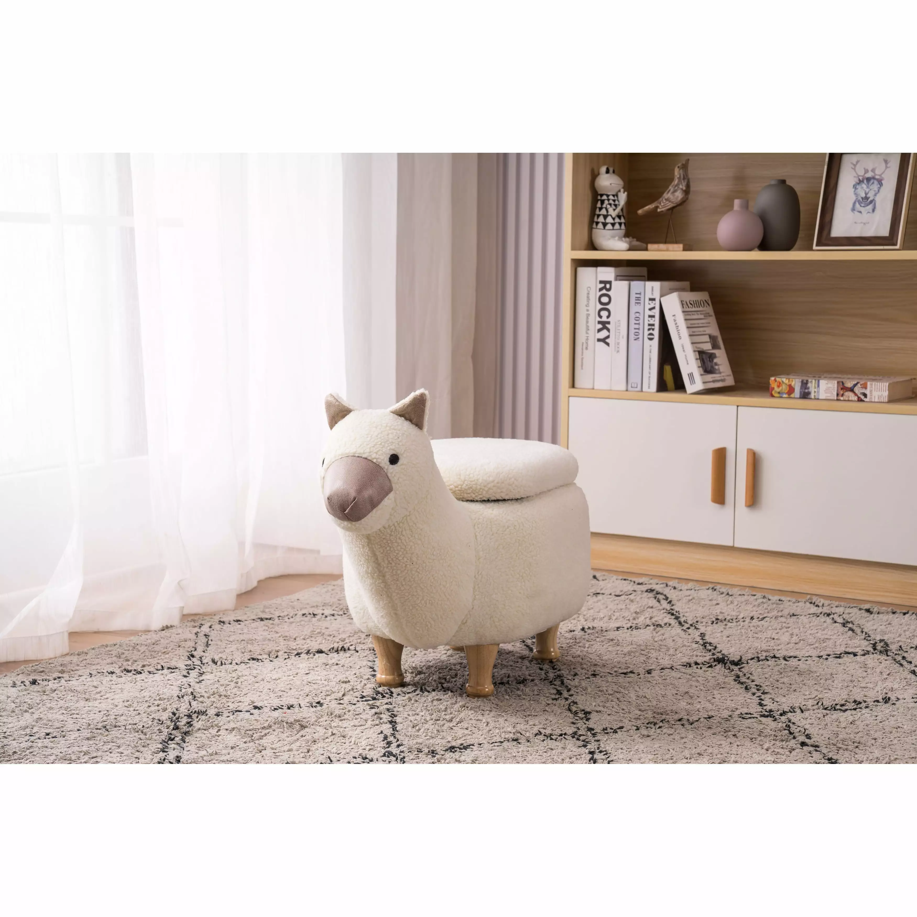 Animal Llama Kids Indoor Storage Ottoman - Fun Footrest Stool Ottomans Bed Bath & Beyond