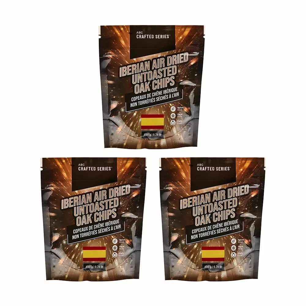 Iberian Air Dried Un-toasted Oak Chips 100 gr 3 per Pack Wine Making ABC Crafted Series