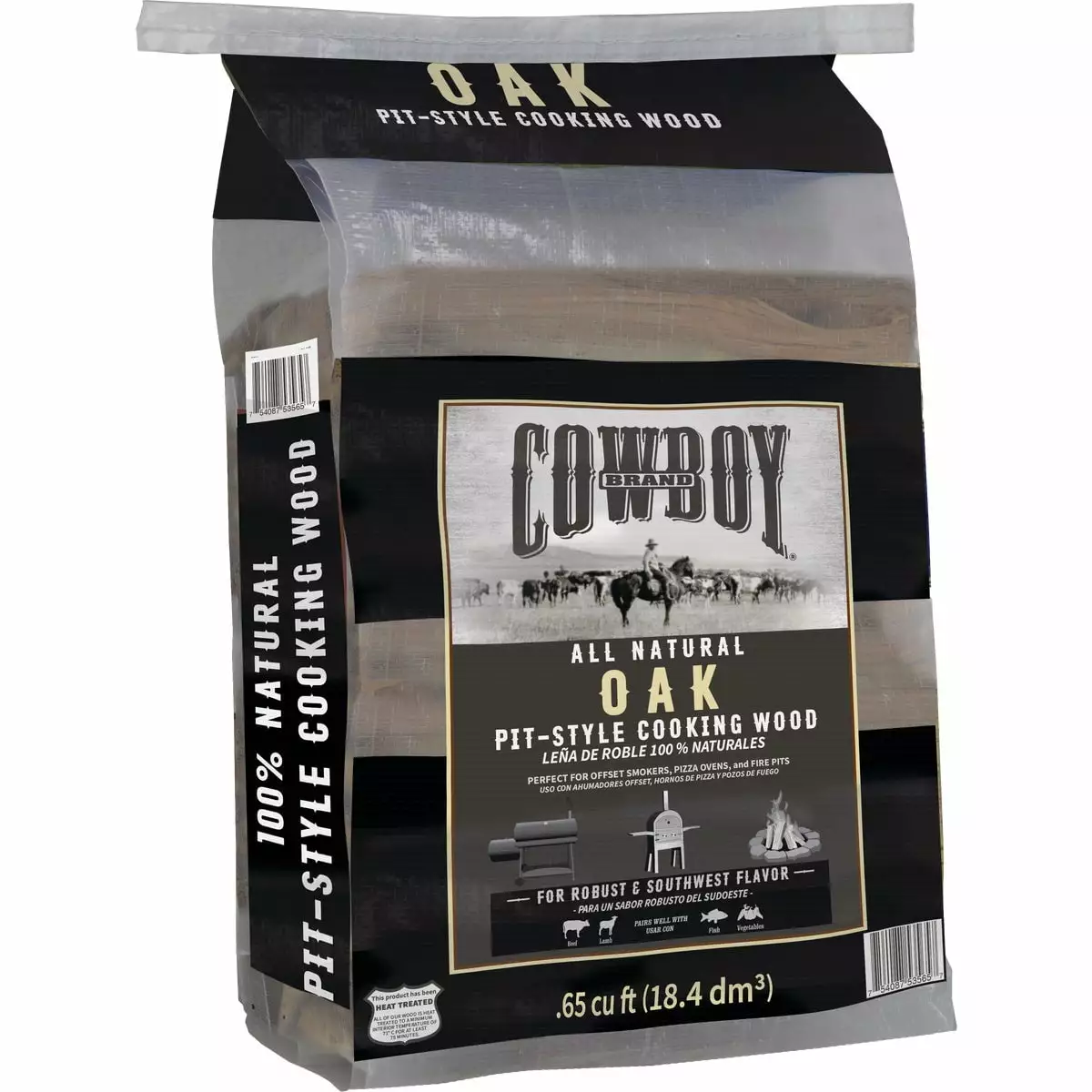Cowboy 0.65 Cu. Ft. Oak Pit-Style Cooking Wood BBQ and Smoking