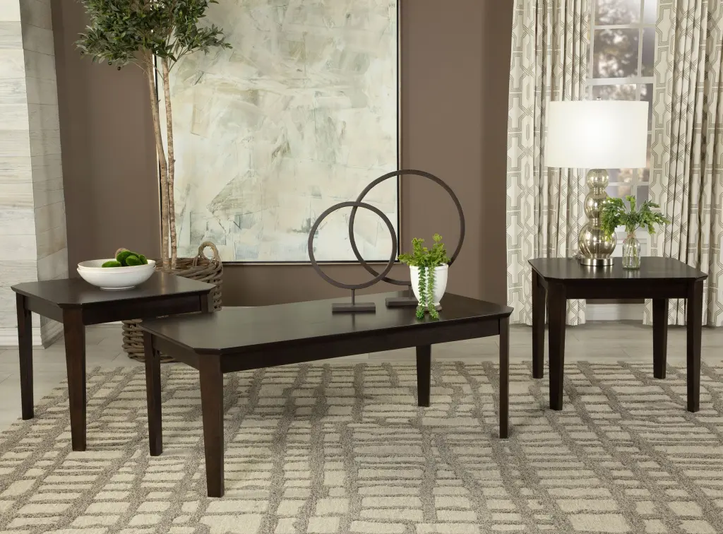 Amaro 3-piece Occasional Set Dark Brown - Coffee Table and Side Tables