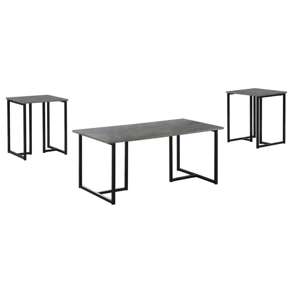 Nyla 3-piece Occasional Set Weathered Grey and Black - Modern Living Room Side Table Set
