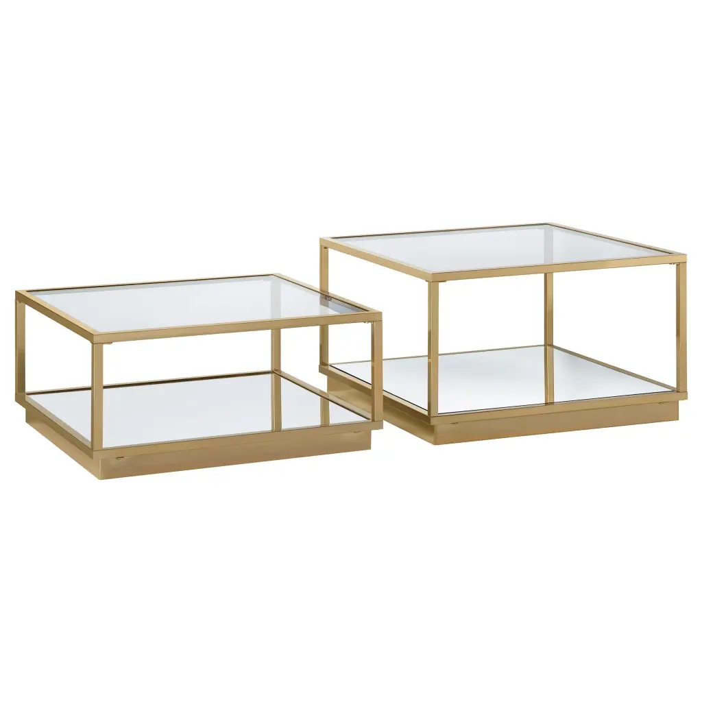 Renee 2-Piece Square Occasional Set Rose Brass Living Room Tables