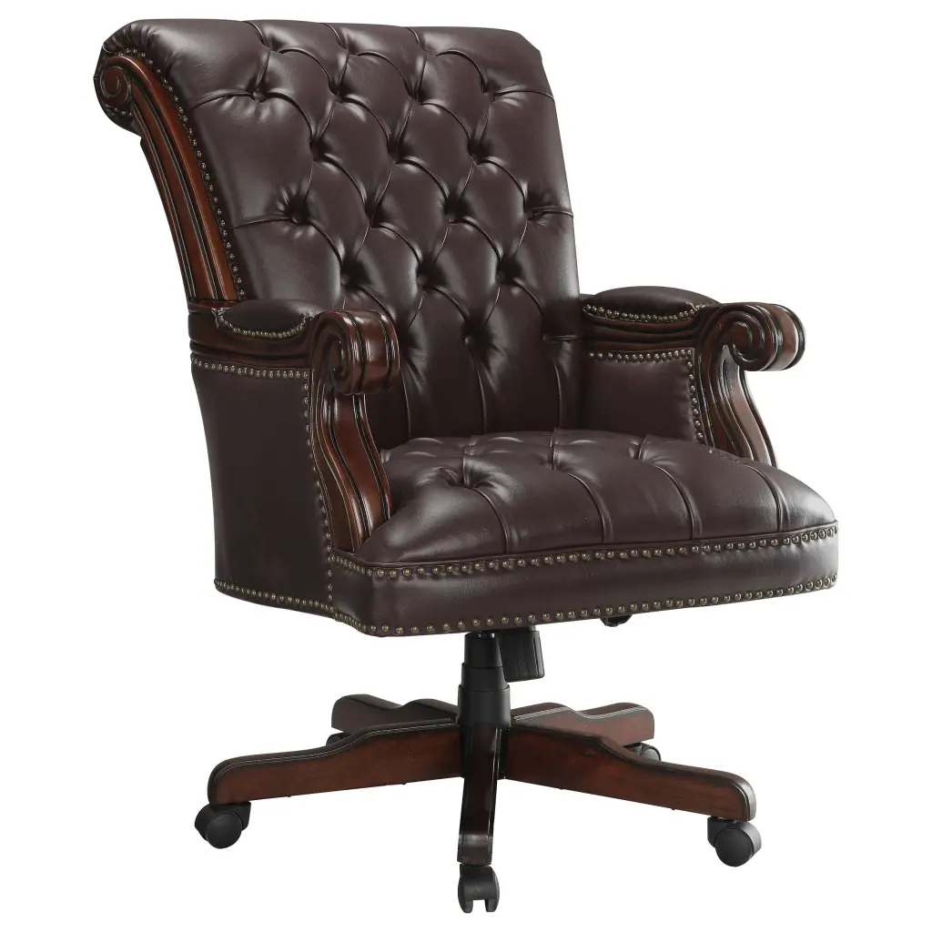 Calloway Tufted Adjustable Height Office Chair Dark Brown - Ergonomic Executive Chair