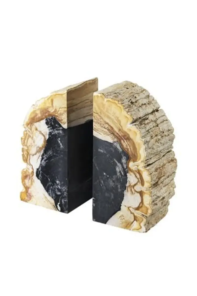 Petrified Wood Bookend Set 2 Eichholtz Opia - Unique Office Decor