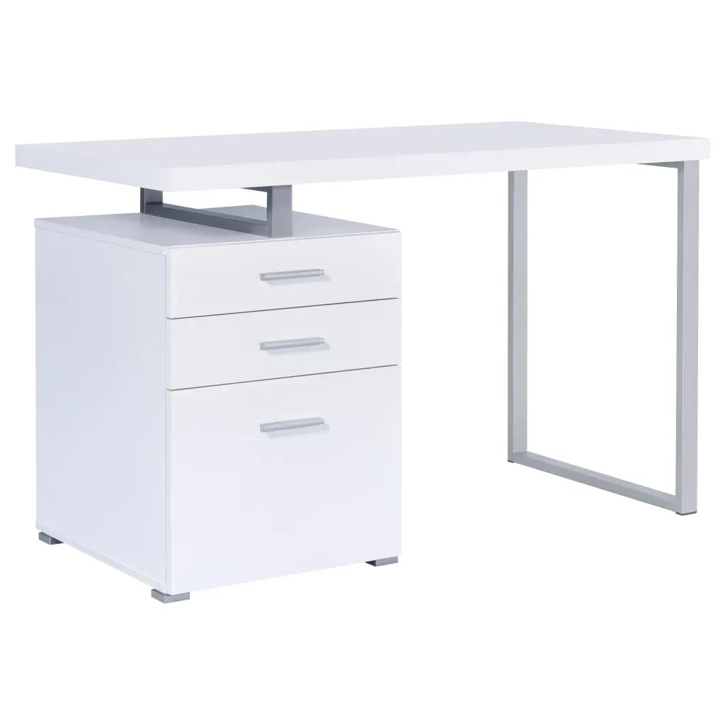 Brennan 3-drawer Office Desk White - Compact Writing Desk Storage