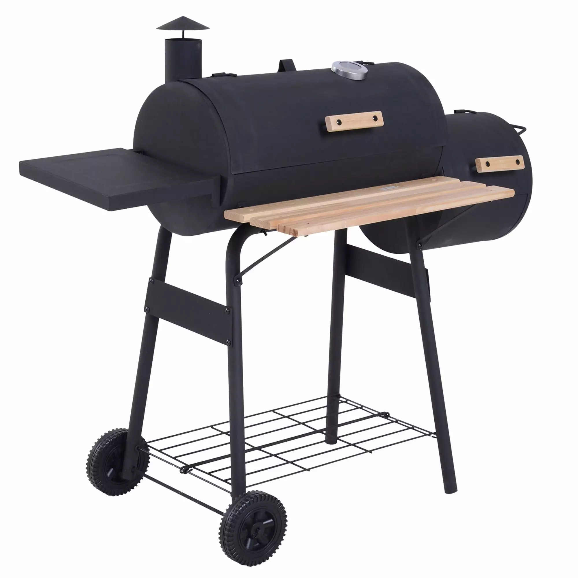 CoSoTower 48 Steel Travel-friendly Backyard Charcoal BBQ Grill and Offset Smoker Combo Wheels Heavy-duty Construction