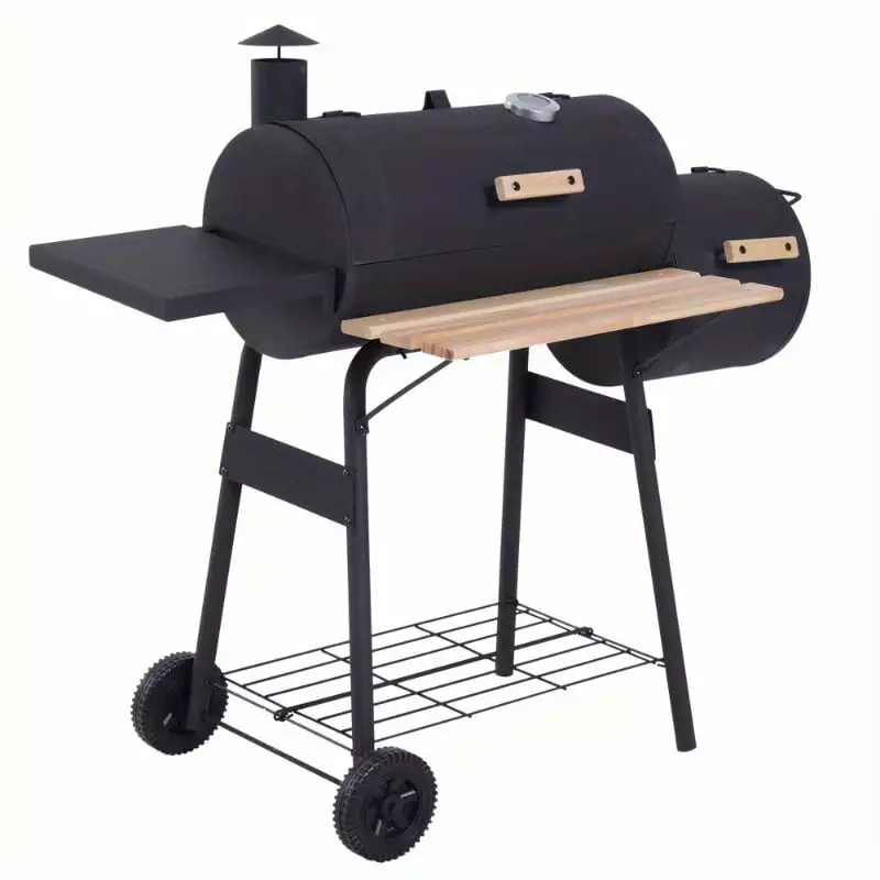 Zateety 48 Steel Travel-friendly Backyard Charcoal BBQ Grill and Offset Smoker Combo Wheels Heavy-duty