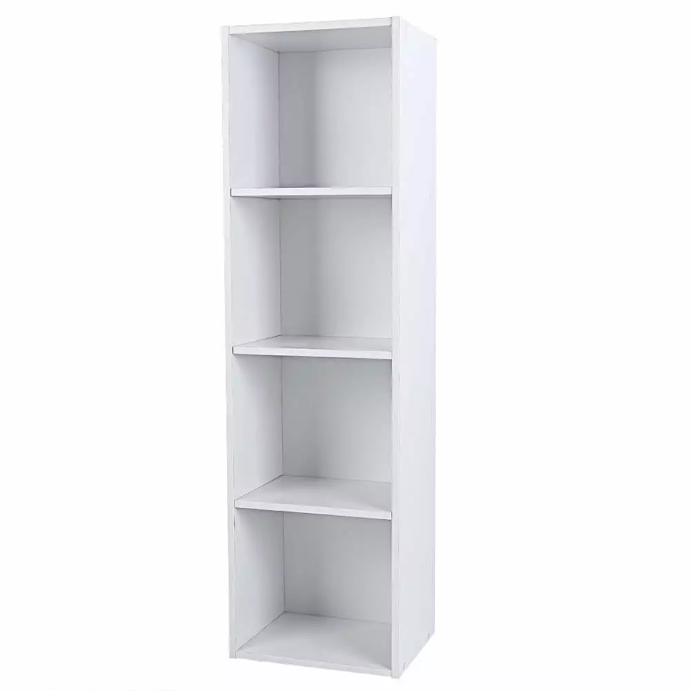 Fdit 4-Tier Open Shelf Bookcase White Wood Storage Bookshelf DIY Closet Organization Stand
