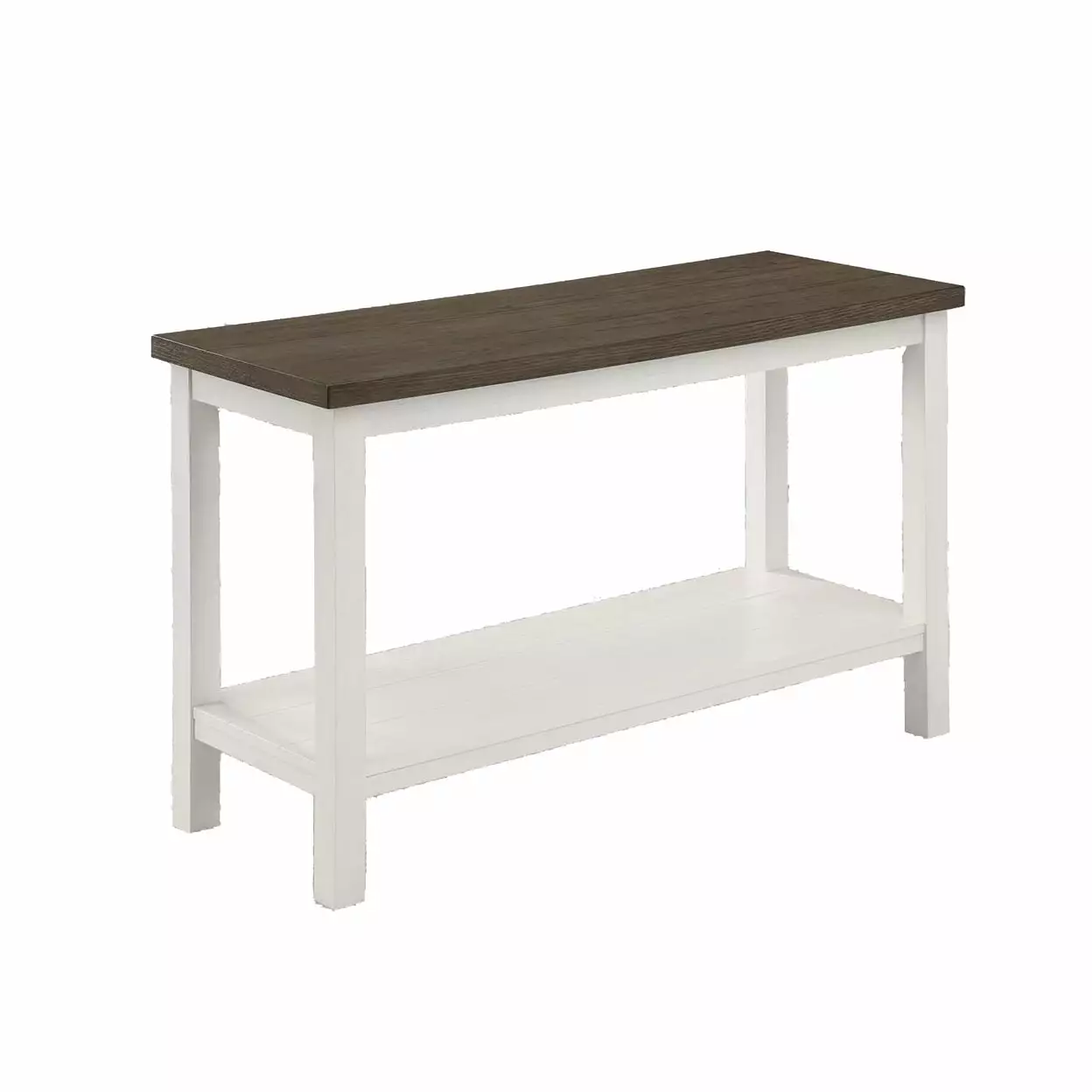 Mon 48 Inch Sofa Console Table Open Shelf Brown Surface and White Frame Modern Living Room Console Saltoro Sherpi
