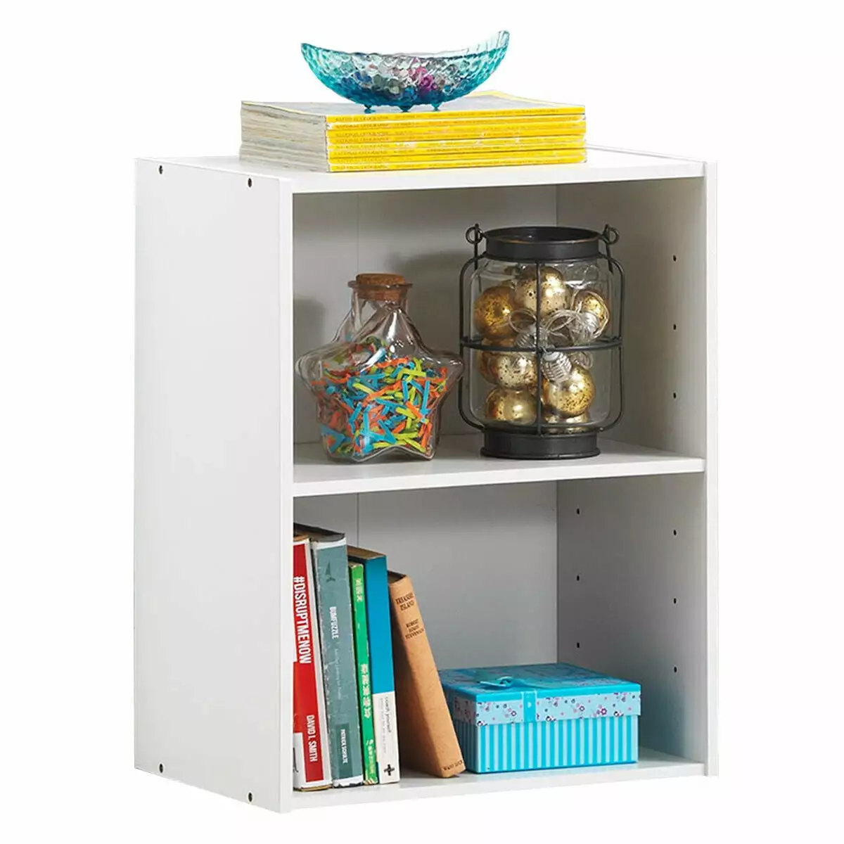 Gymax 2 Tier Open Shelf Night Stand End Table Sofa Side Storage Display Furniture White