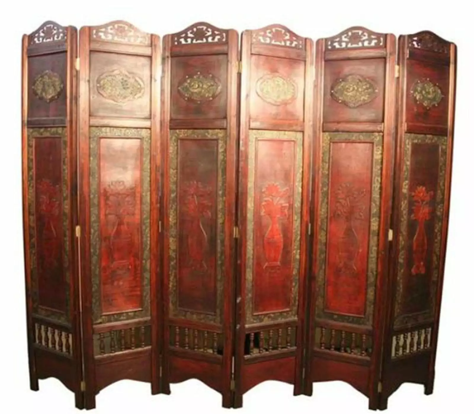 Vintage Oriental Style 6 Panels Screen Room Divider Asian Home