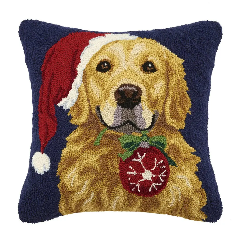 Shatterproof Retriever Dog Ornament Hook Pillow - Christmas