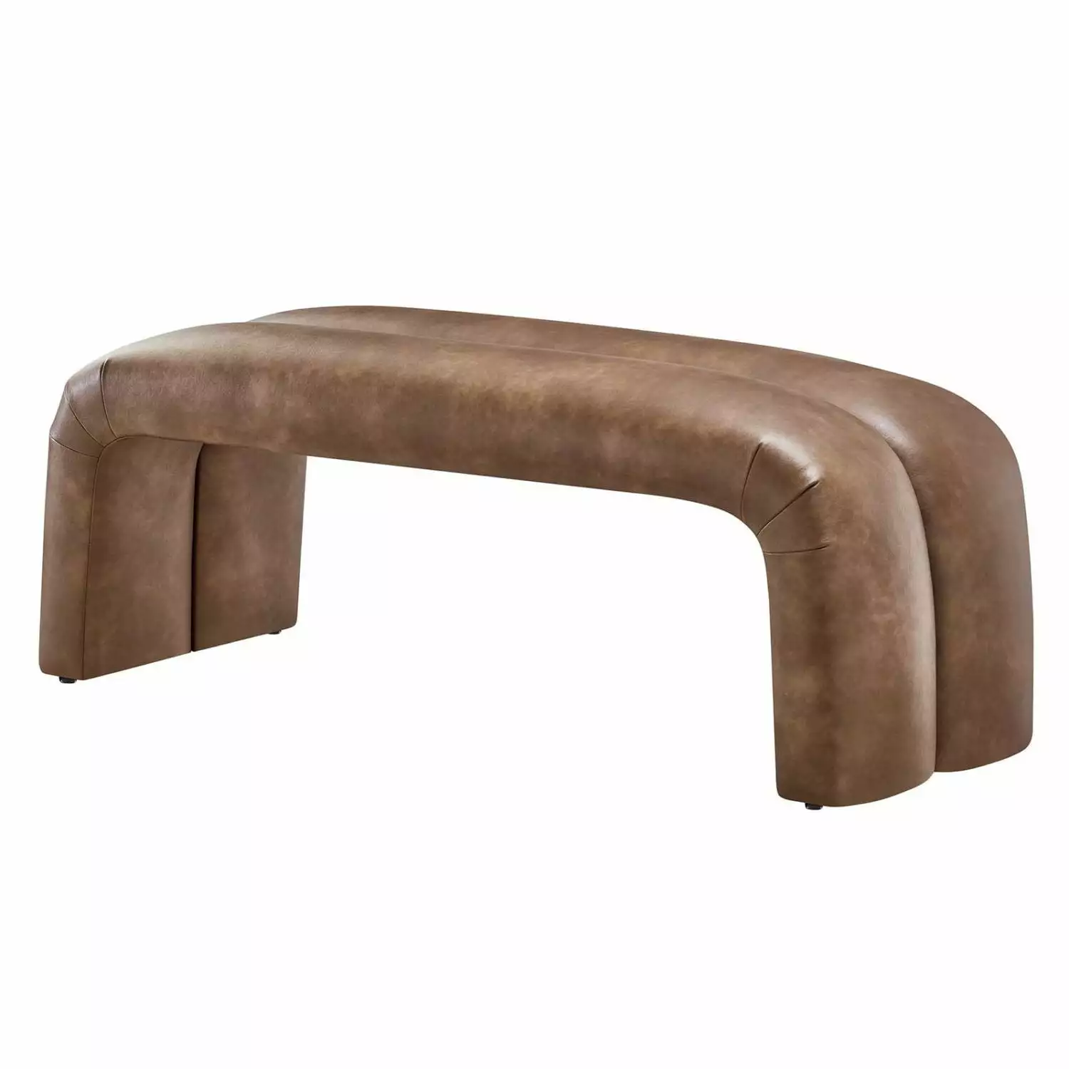 Accent Chair Bench Ottoman Brown Vegan Leather Living Kitchen Cafe Bistro Restaurant HB36696 Benches Mod