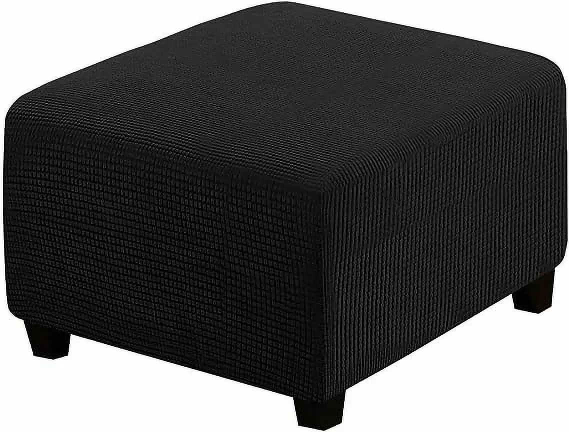 Nvzi Super Stretch Soft Ottoman Cover Large Black Square and Rectangle Ottomans Ottomans