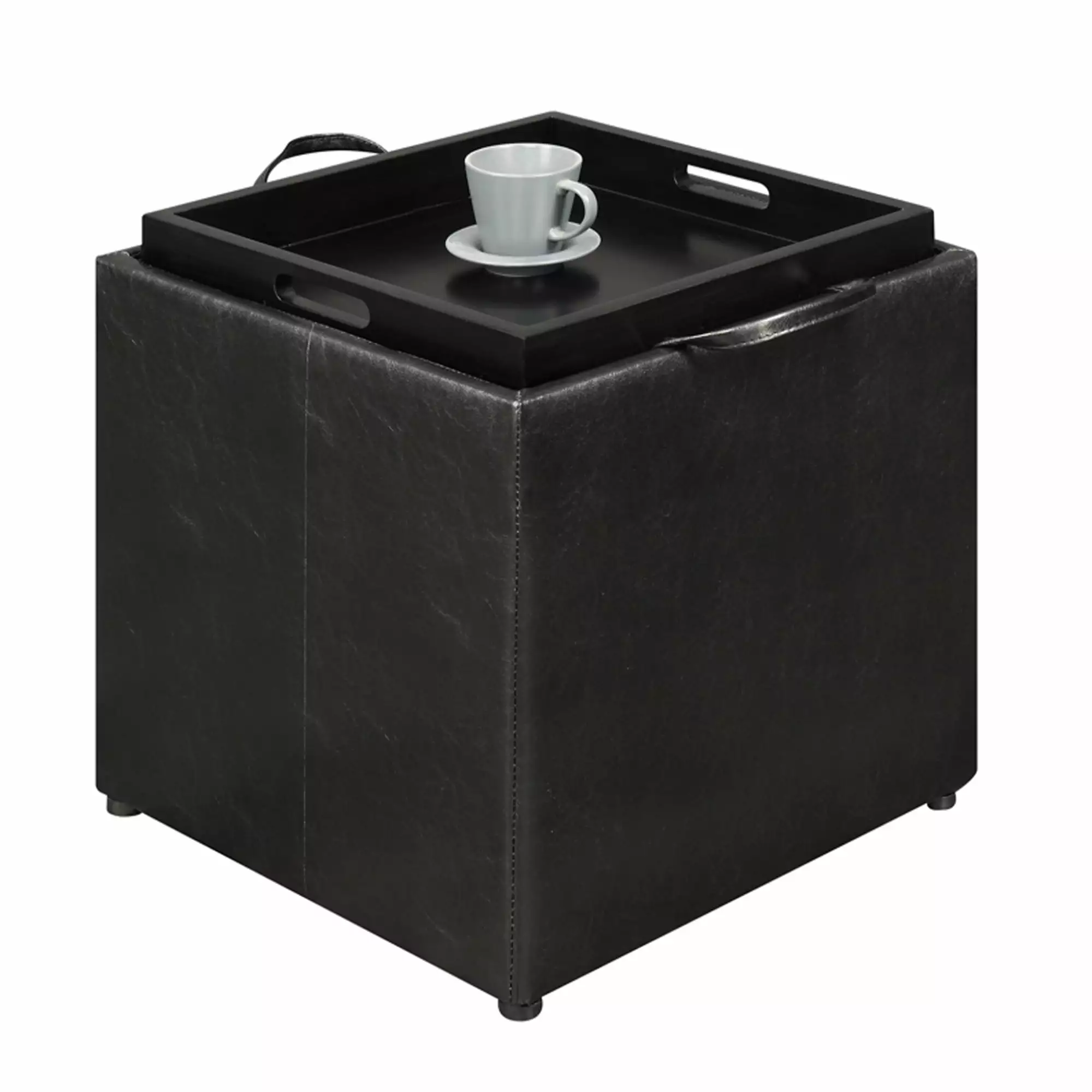 Convenience Concepts Park Avenue Black Pack 2 Storage Ottomans Stool Ottomans