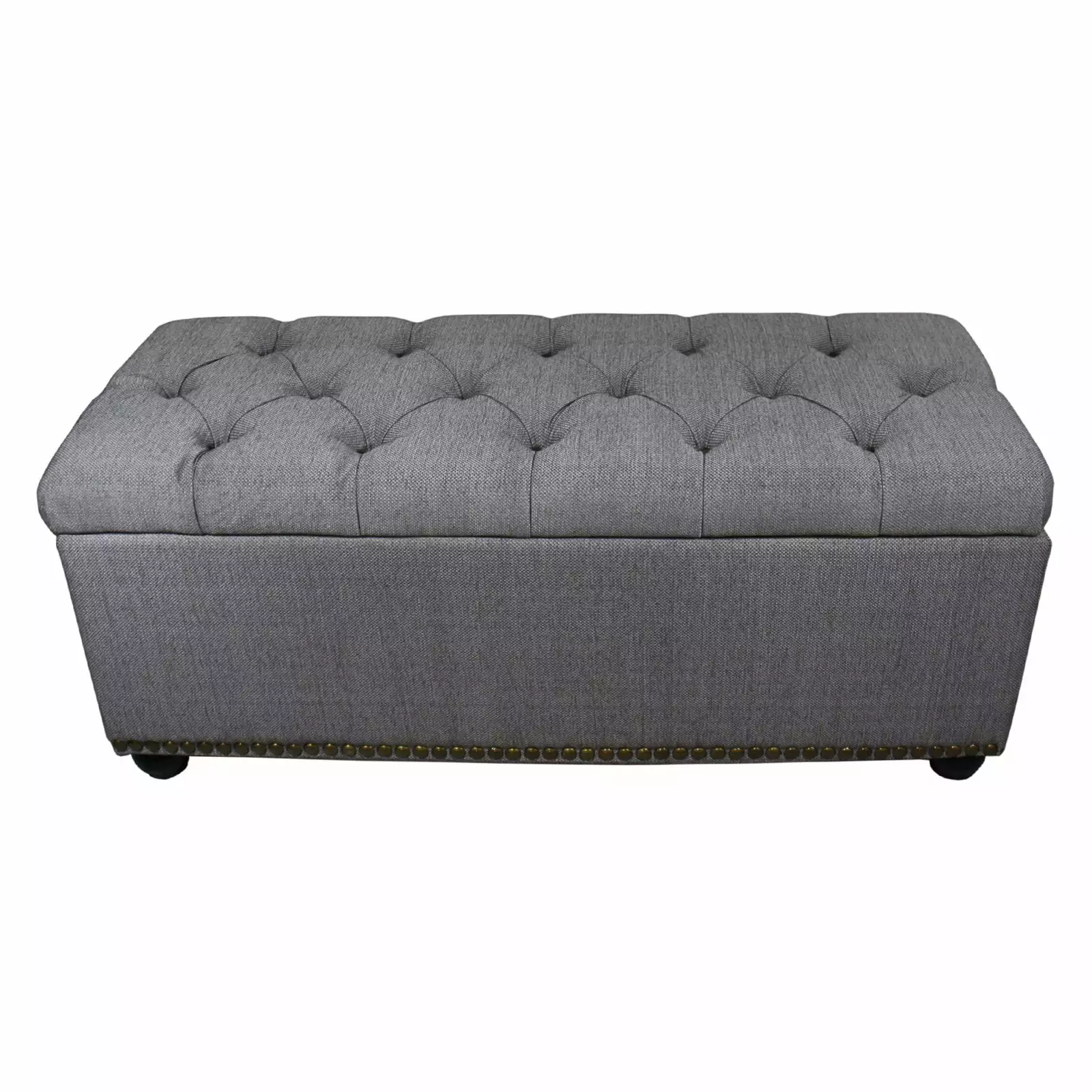 Ore International Tufted Grey Storage Bench 3 Piece Ottoman Seating Ottomans