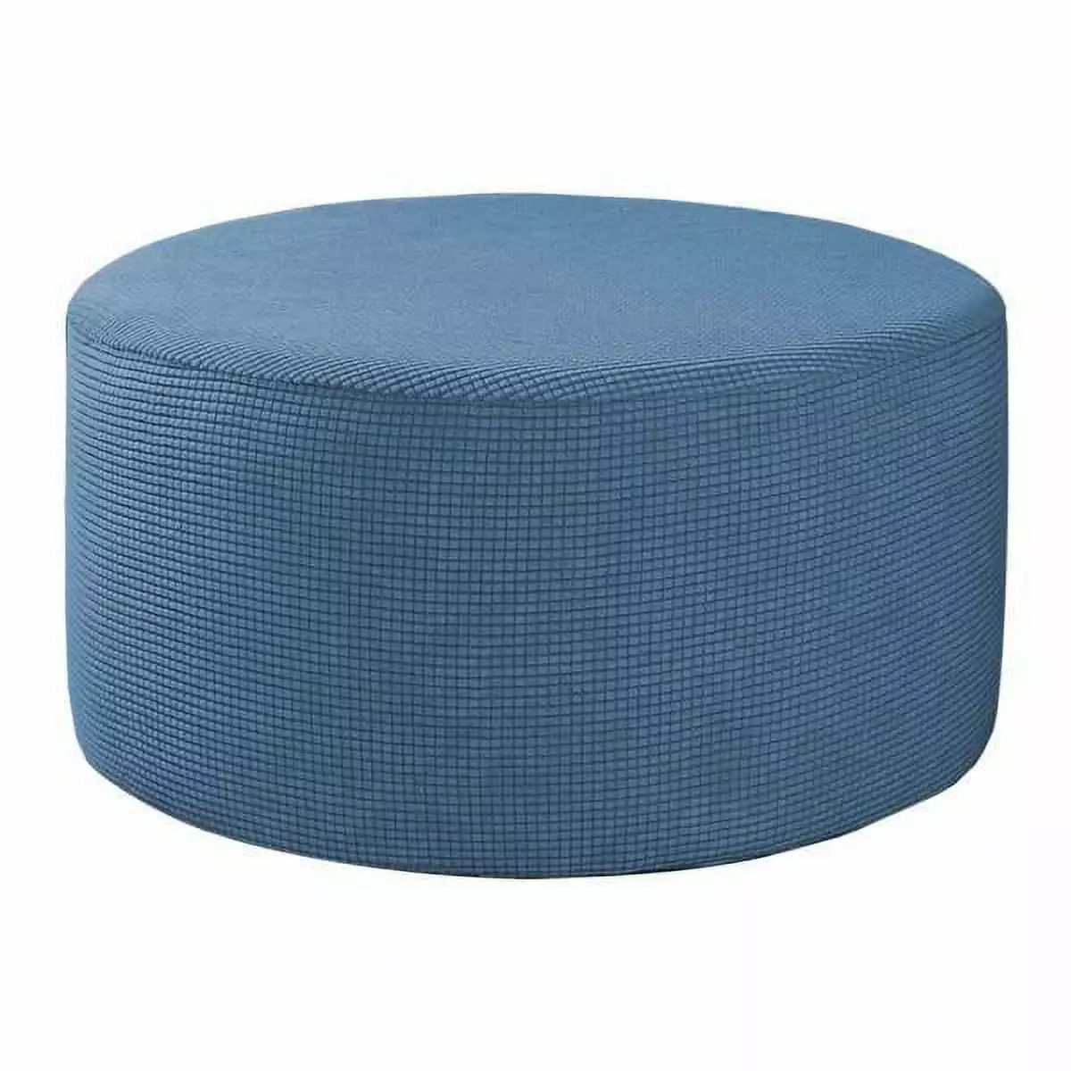 2X Round Ottoman Slipcover Footstool Footrest Cover Living Room Stool Blue Ottomans Baoblaze
