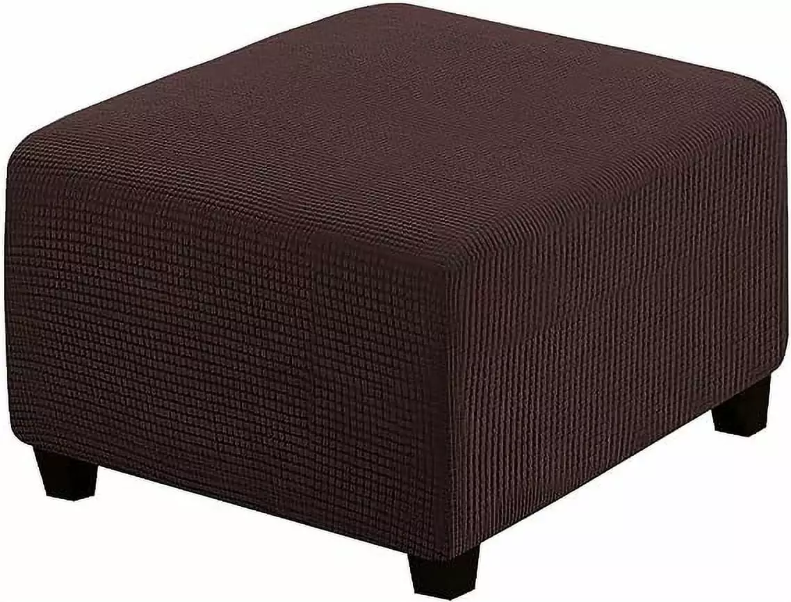 Namzi Super Stretch Soft Ottoman Cover Elastic Band Square and Rectangle Ottoman - Brown Large Ottomans