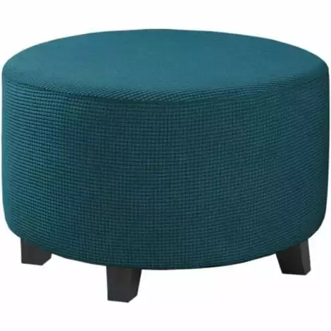 Round Ottoman Cover Jacquard Stretch Ottoman Covers Non Slip Elastic Bottom - Small Size Ottomans NeveLance