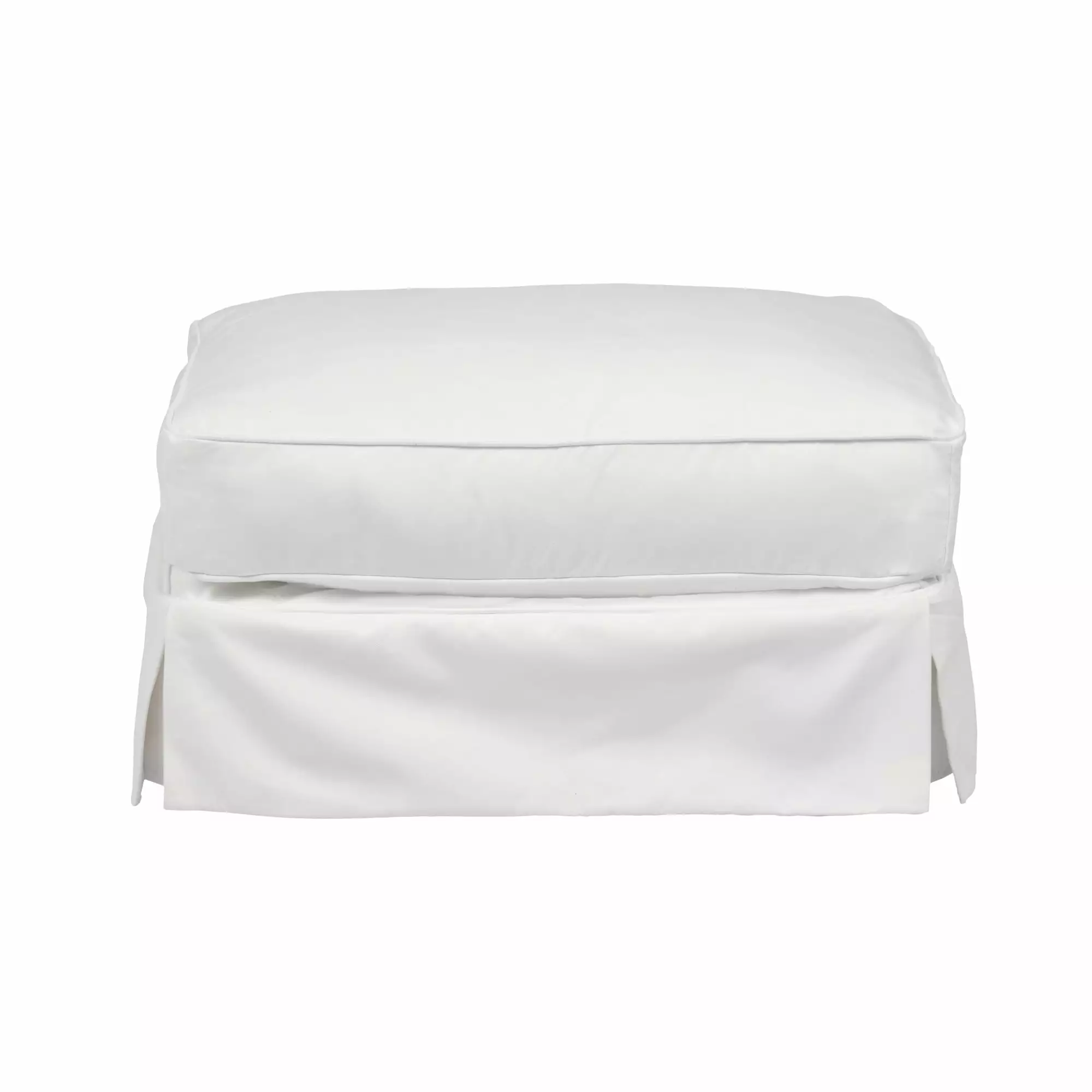 Sunset Trading Americana Fabric Slipcover Rectangular Ottoman White Ottomans