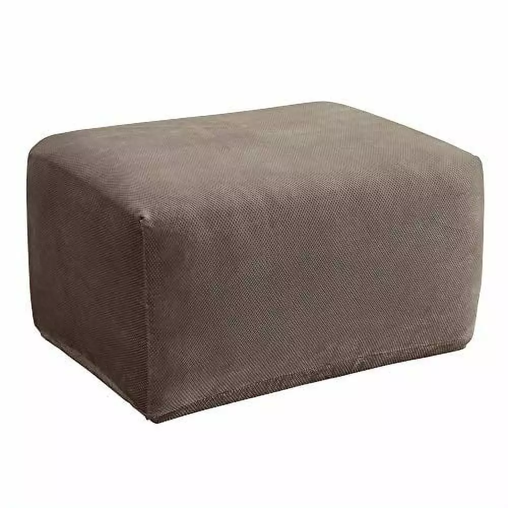 Sure Fit SF29809 Stretch Pique Box Cushion Ottoman Slipcover Taupe Ottomans SureFit