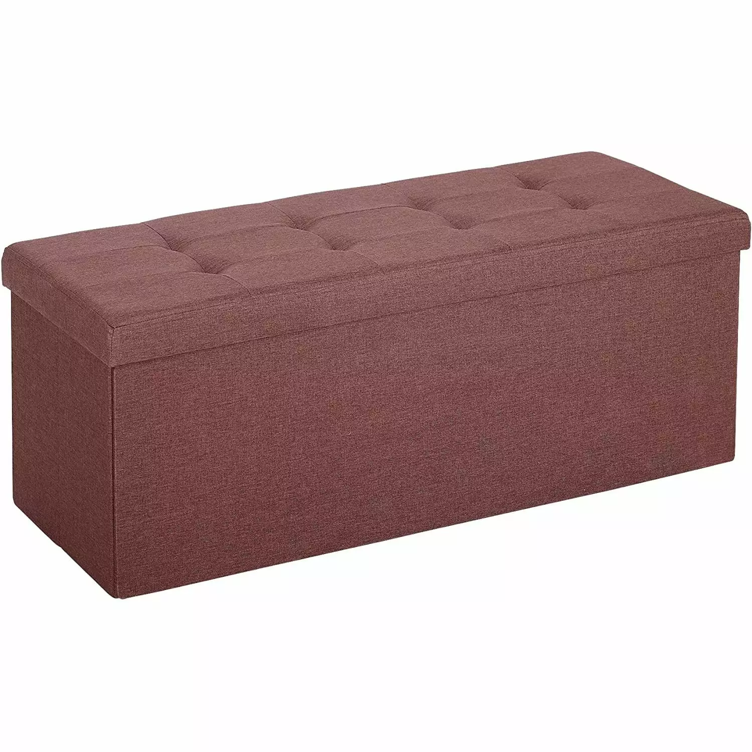 43.3 Inches Folding Storage Ottoman Bench Foam Padded Seat Holds 660 lb Brown Ottomans Bilot