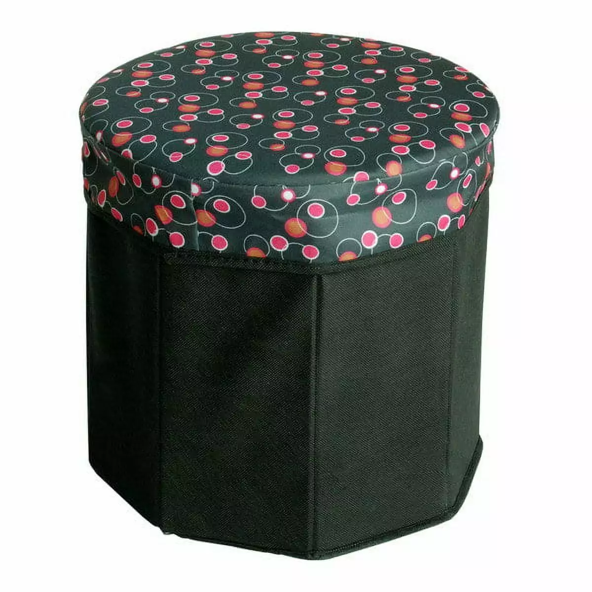 Bubble Black Round Foldable Storage Ottoman Footrest Stool Bedroom Ottomans Blancho Bedding
