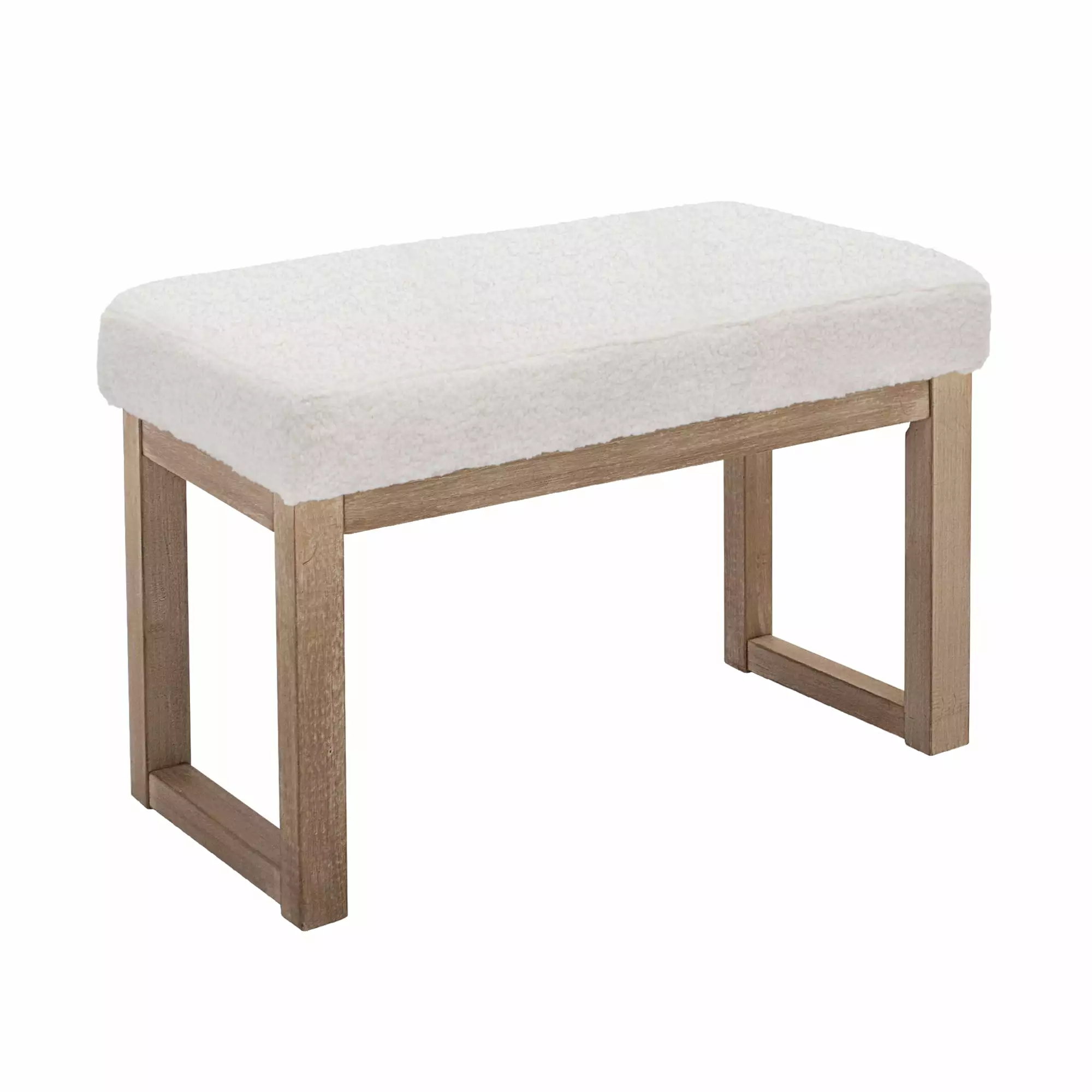Homestripe 27 Inch Rectangle Ottoman Bench White Velvet Look Footstool Living Room Bedroom Ottomans CangLong
