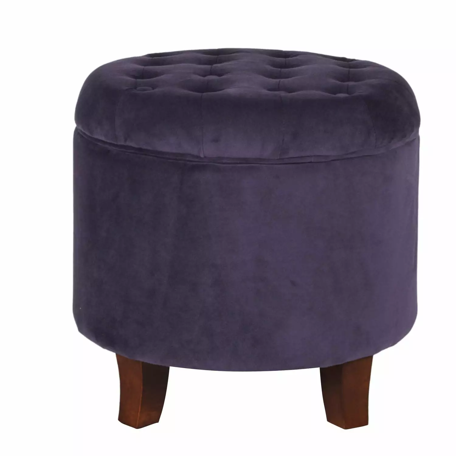 Benjara Button Tufted Velvet Upholstered Wooden Ottoman Hidden Storage Purple & Brown Ottomans Convenience Concepts