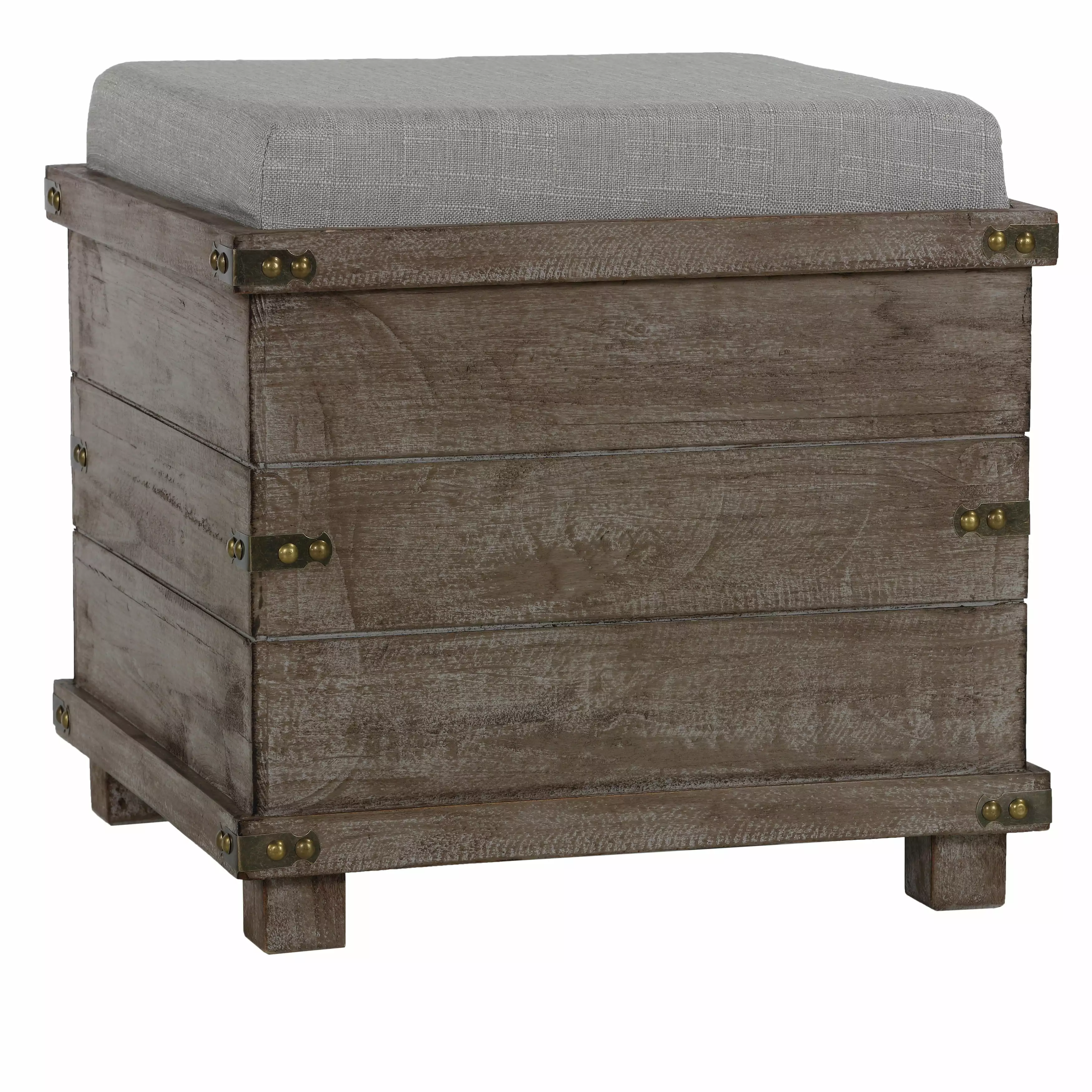 Cortesi Home Scusset Storage Chest Tray Ottoman Fabric and Wood - Grey Multi-Functional Footstool Ottomans
