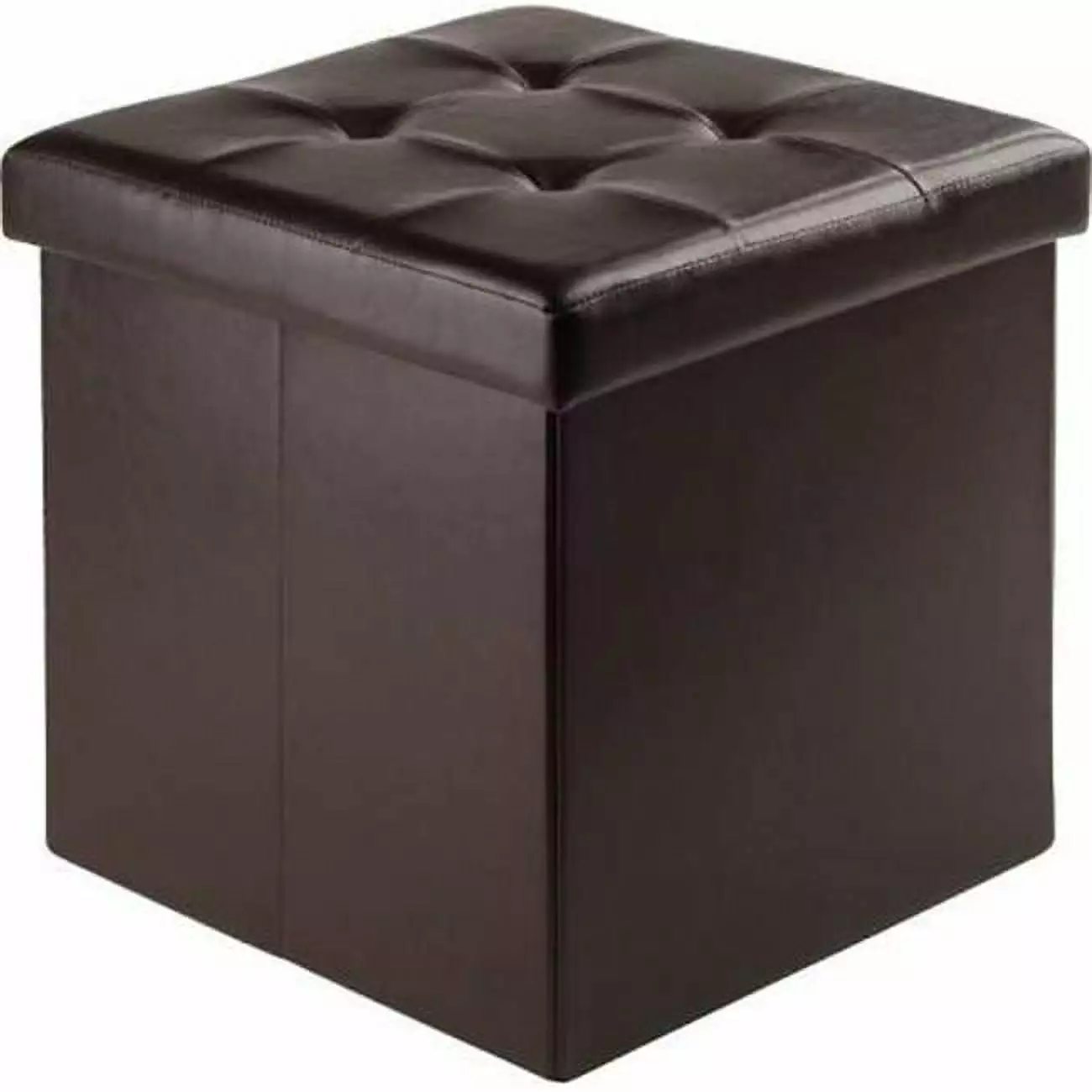15 x 15 x 15.75 Inches Ashford Ottoman Storage Faux Leather Espresso Ottomans Doba BNT