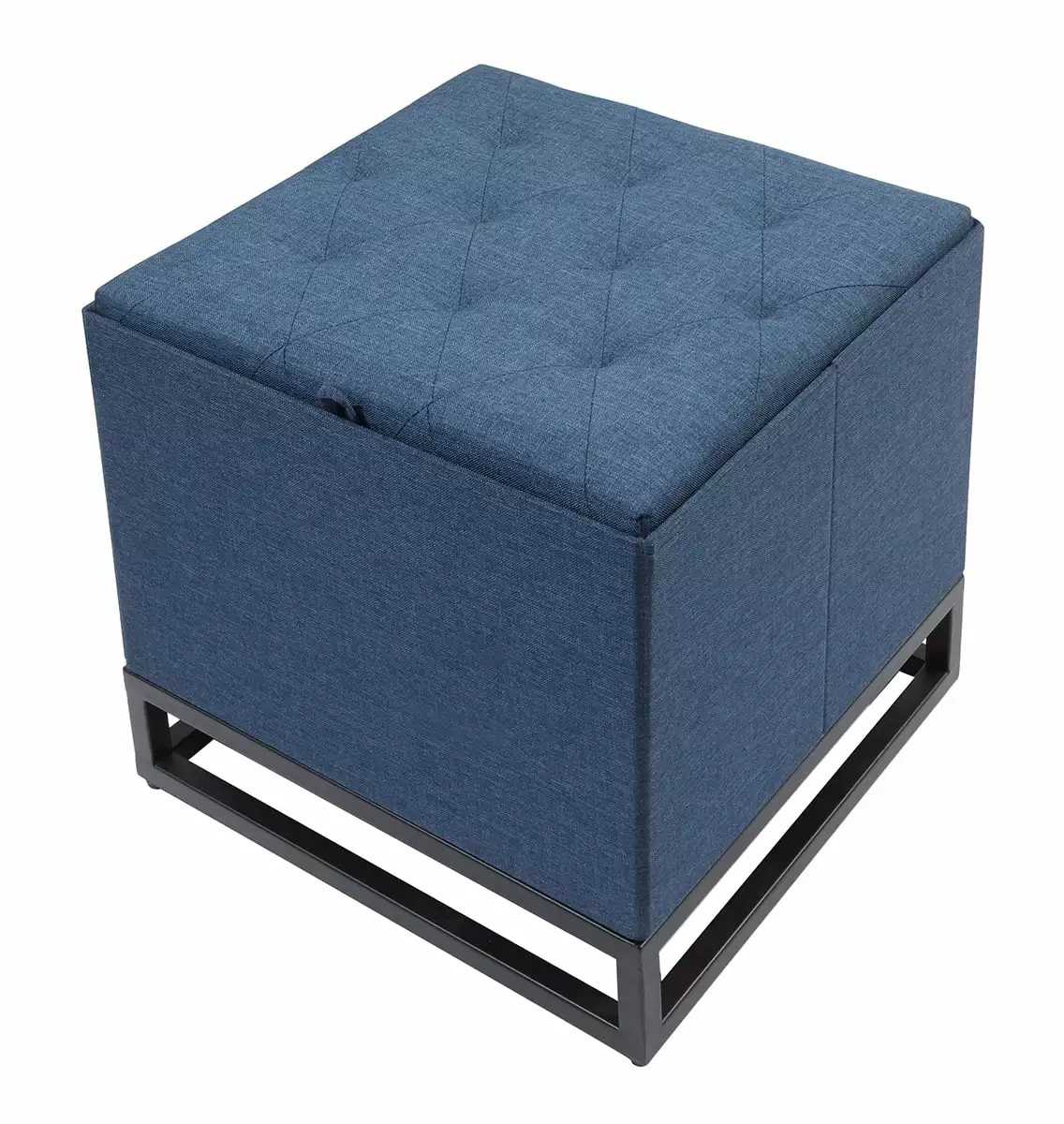Fresh Home Elements Navy Storage Ottoman Metal Legs Living Room Ottomans