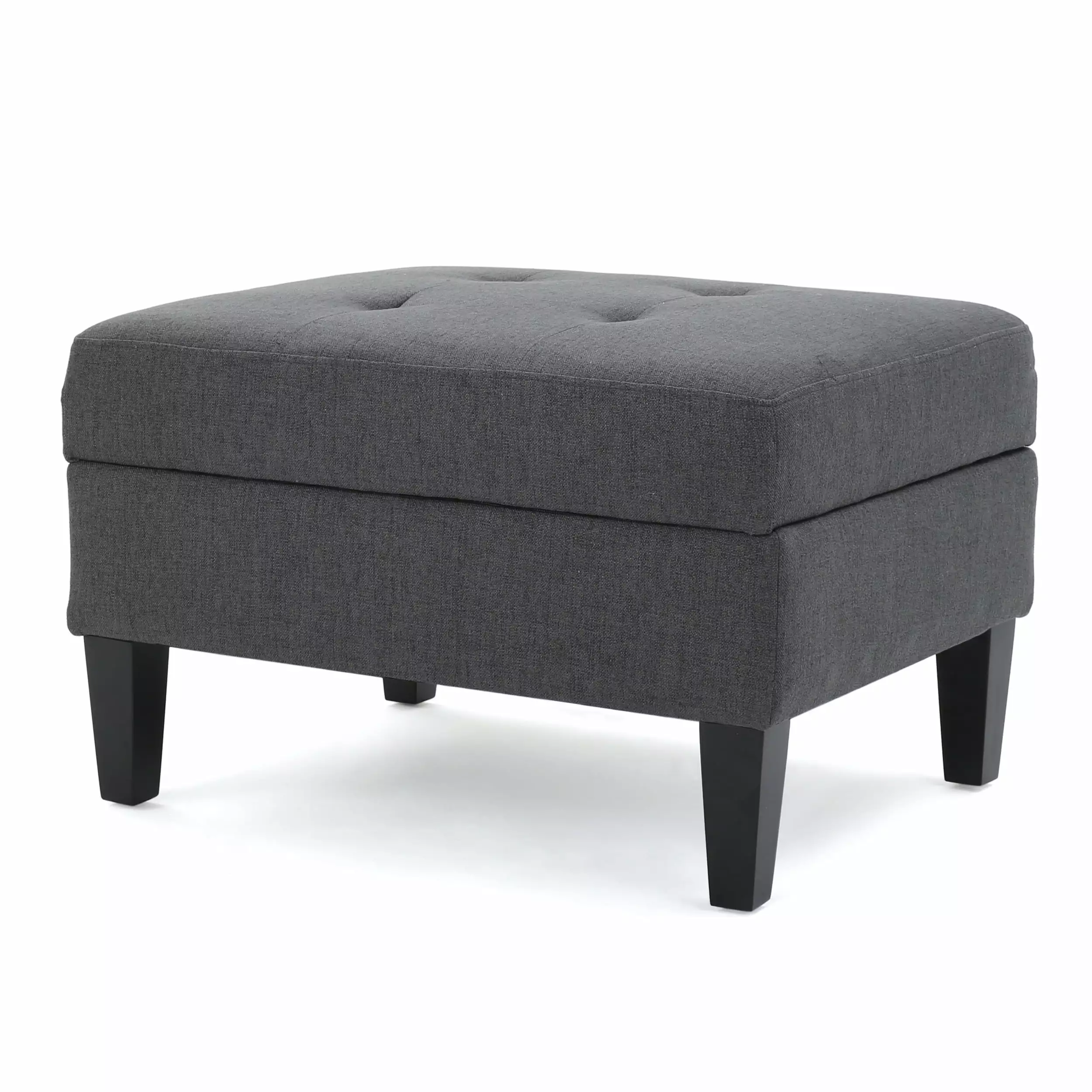 Carolina Fabric Storage Ottoman Dark Grey - Versatile and Stylish Home Furniture Ottomans GDFSTUDIO