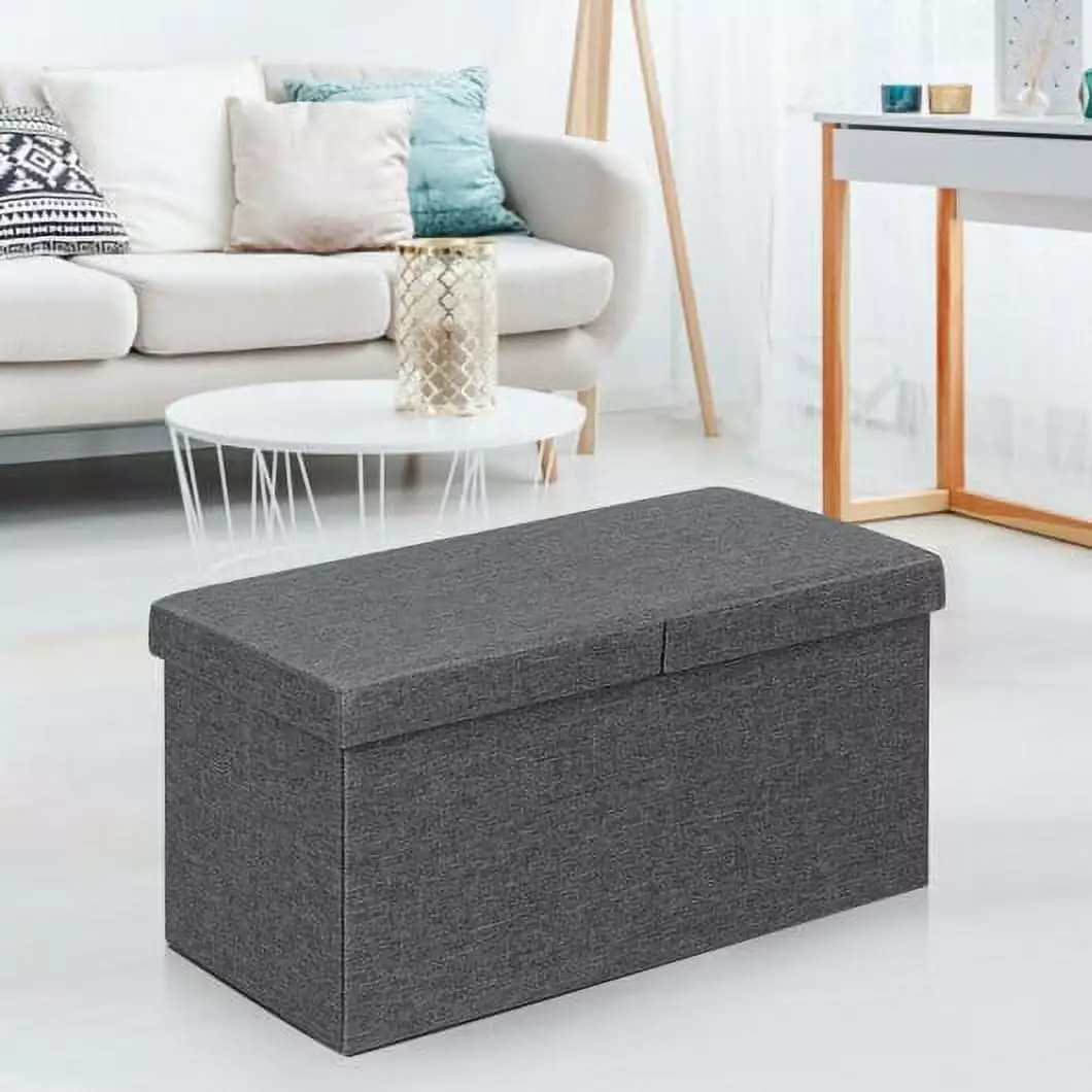 30 Folding Storage Ottoman Lift Top Dark Gray Living Room Ottomans Generic