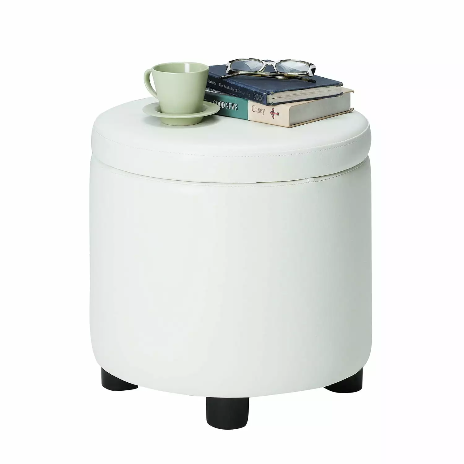 HomeStock Retro Revival Round Accent Storage Ottoman Living Room Ottomans