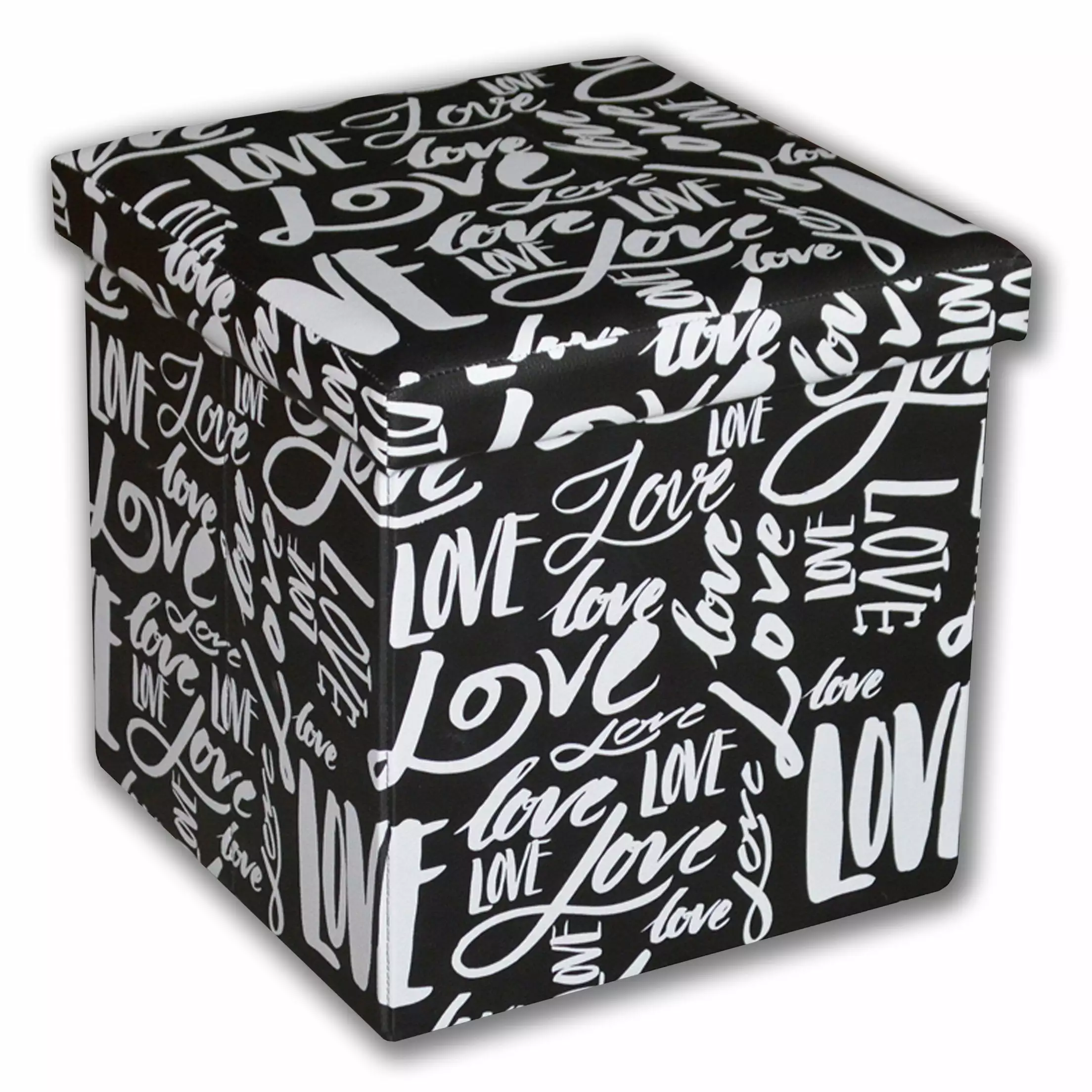 Jessar Ottoman Footstool Storage Cubic Writing Motif from Love Collection Ottomans