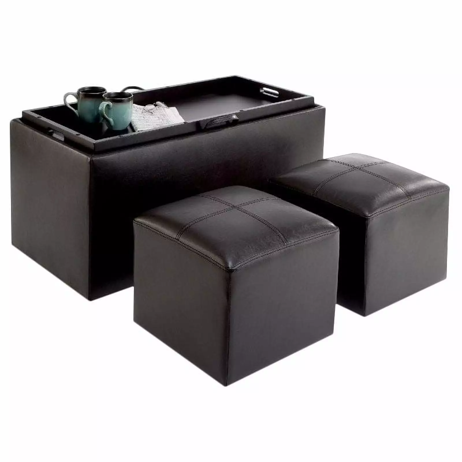 Kingfisher Lane Sheridan Storage Bench Ottoman Espresso - Durable and Functional Ottomans