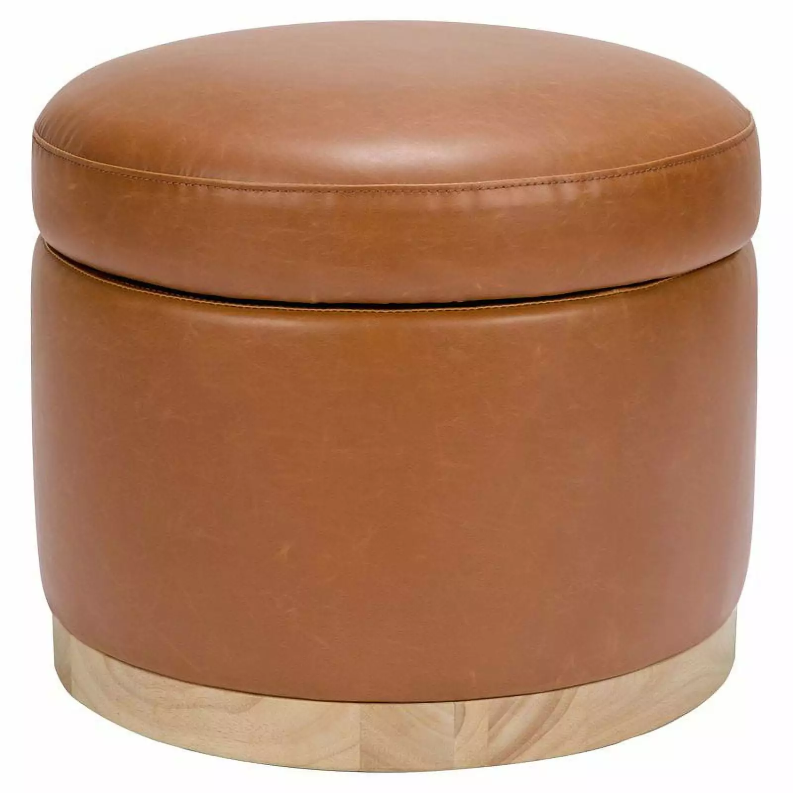 Namesake Naka Modern Leather Storage Ottoman Tan Living Room Ottomans