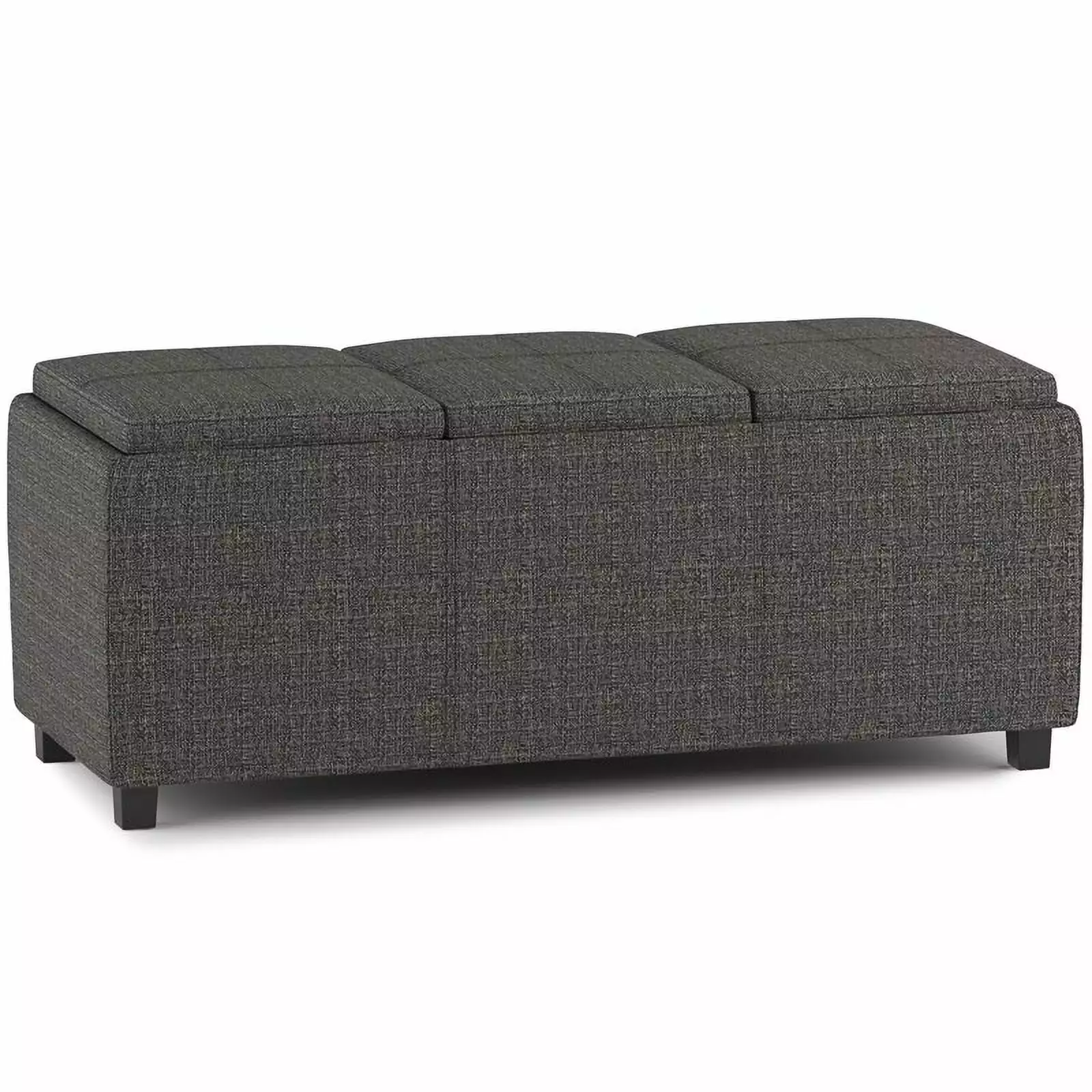 Pemberly Row Contemporary 42 Tweed Fabric Storage Ottoman Ebony Ottomans