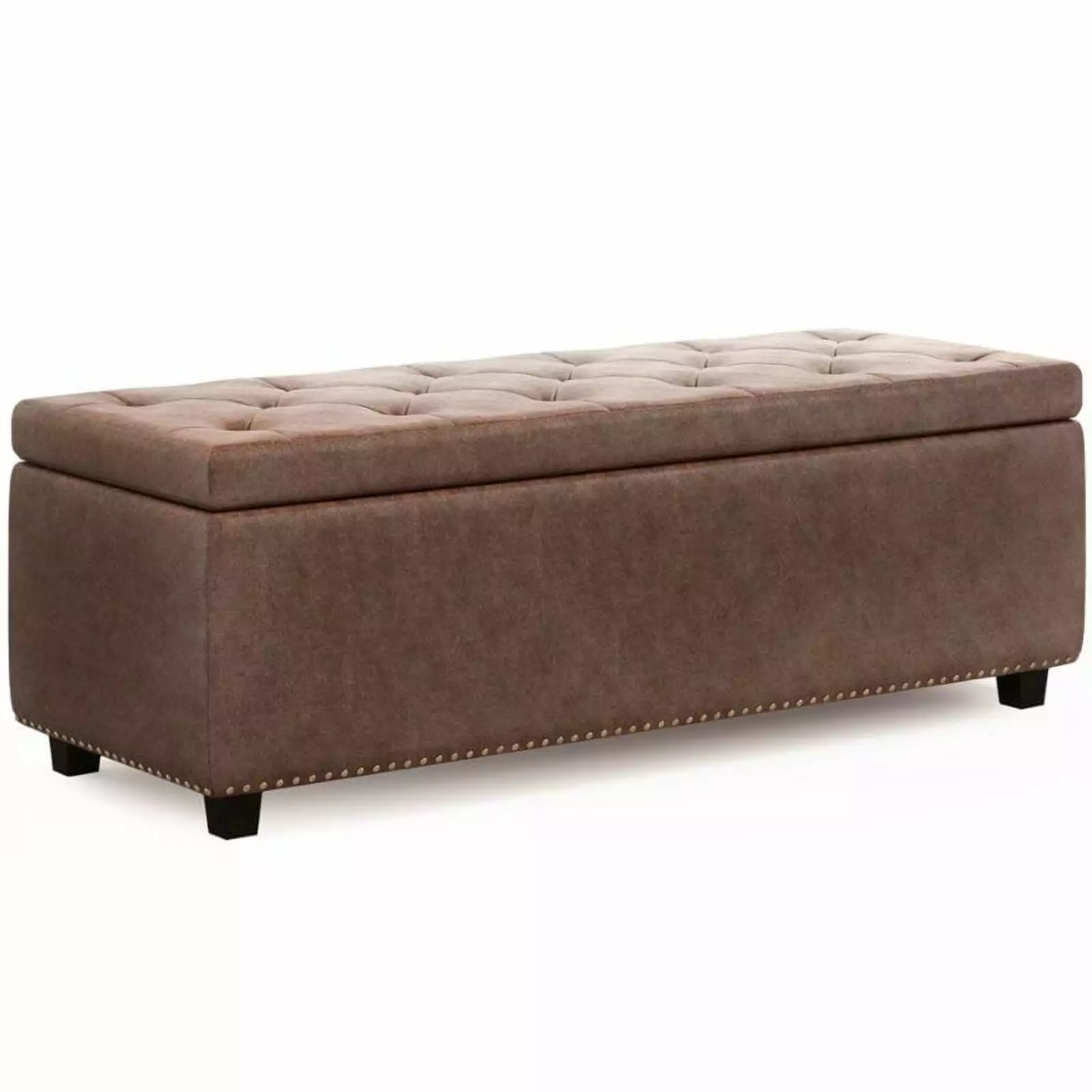 Pemberly Row 48 Transitional Faux Leather Ottoman Umber Brown Ottomans