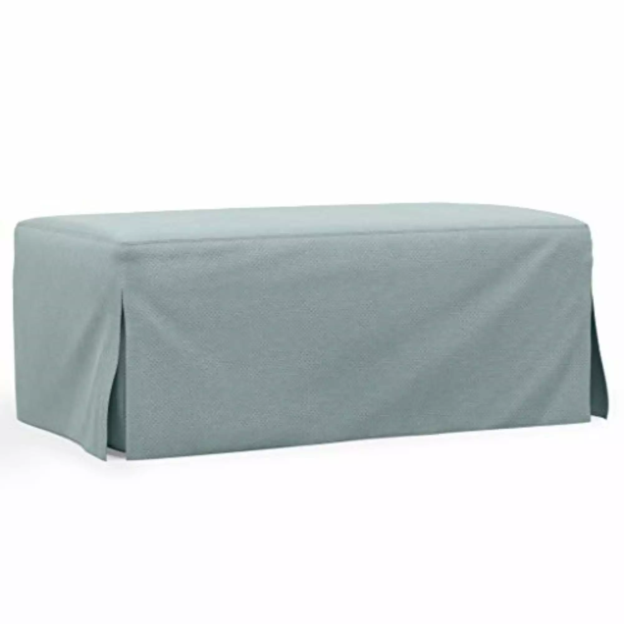 Sunset Trading Newport 44 Inch Fabric Slipcovered Ottoman Ocean Blue - Living Room Footrest Bench Ottomans