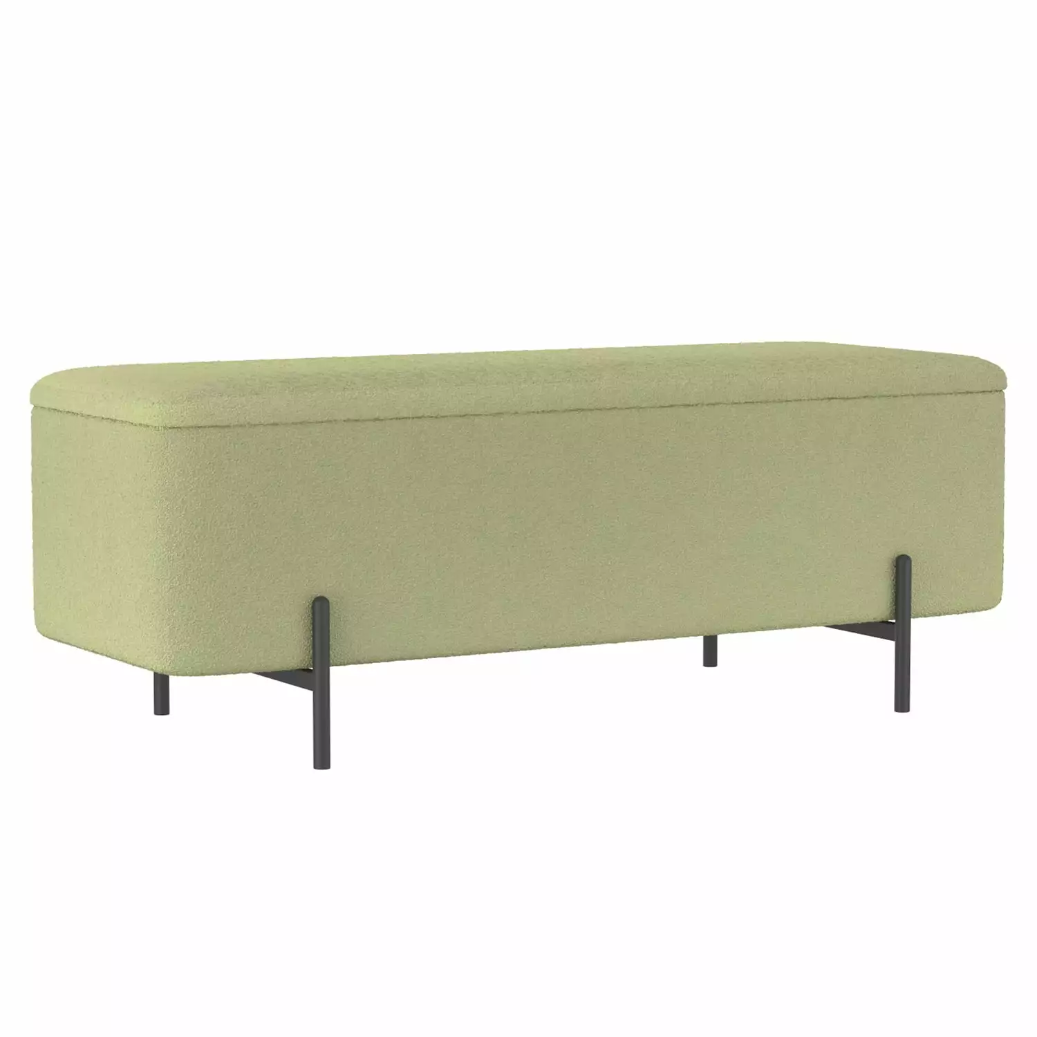 WHI Modern Fabric & Metal Storage Ottoman Bench Sage & Black - Multi-Functional Footrest & Seating Ottomans