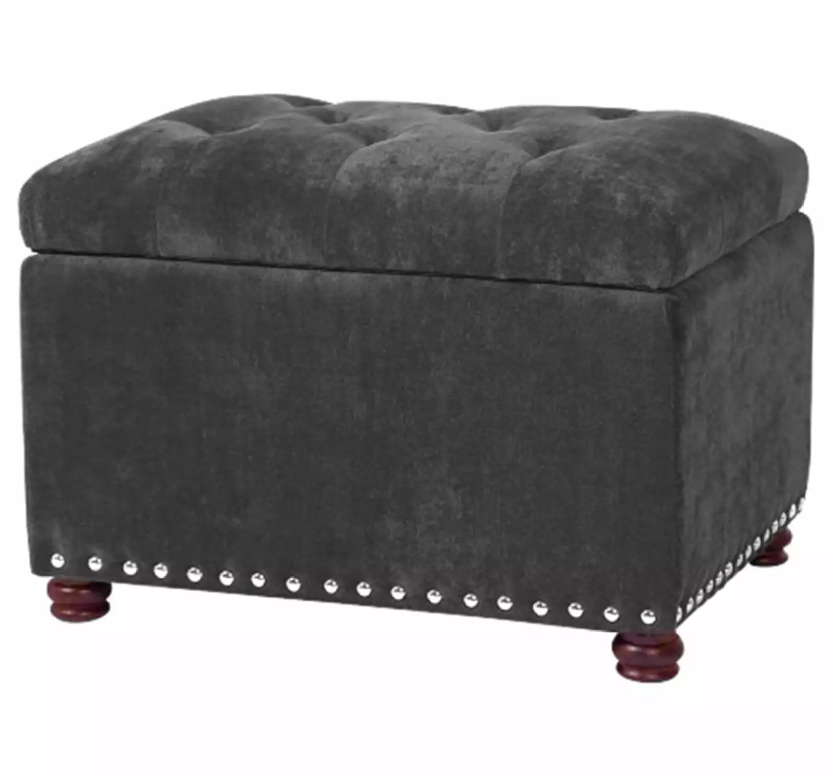 YOSITiuu 24 Inch Rectangular Fabric Tufted Storage Ottoman Living Room - Dark Gray Footrest Bench Ottomans