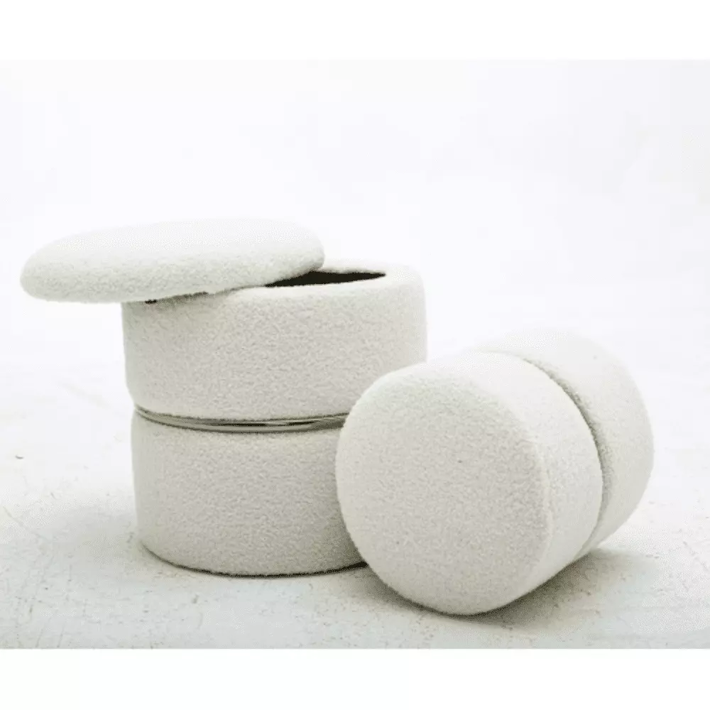 Upholstered Tufted Storage Ottoman Footstool White Living Room or Bedroom Ottomans YRWL