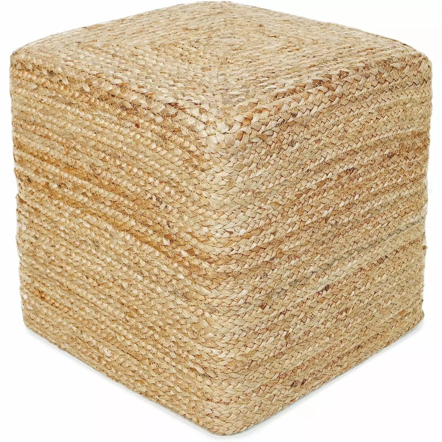 Bilot Cube Pouf Foot Stool Ottoman - Jute Braided Pouffe Poof Accent Chair Footrest Living Room, Bedroom, Nursery, Patio, ...