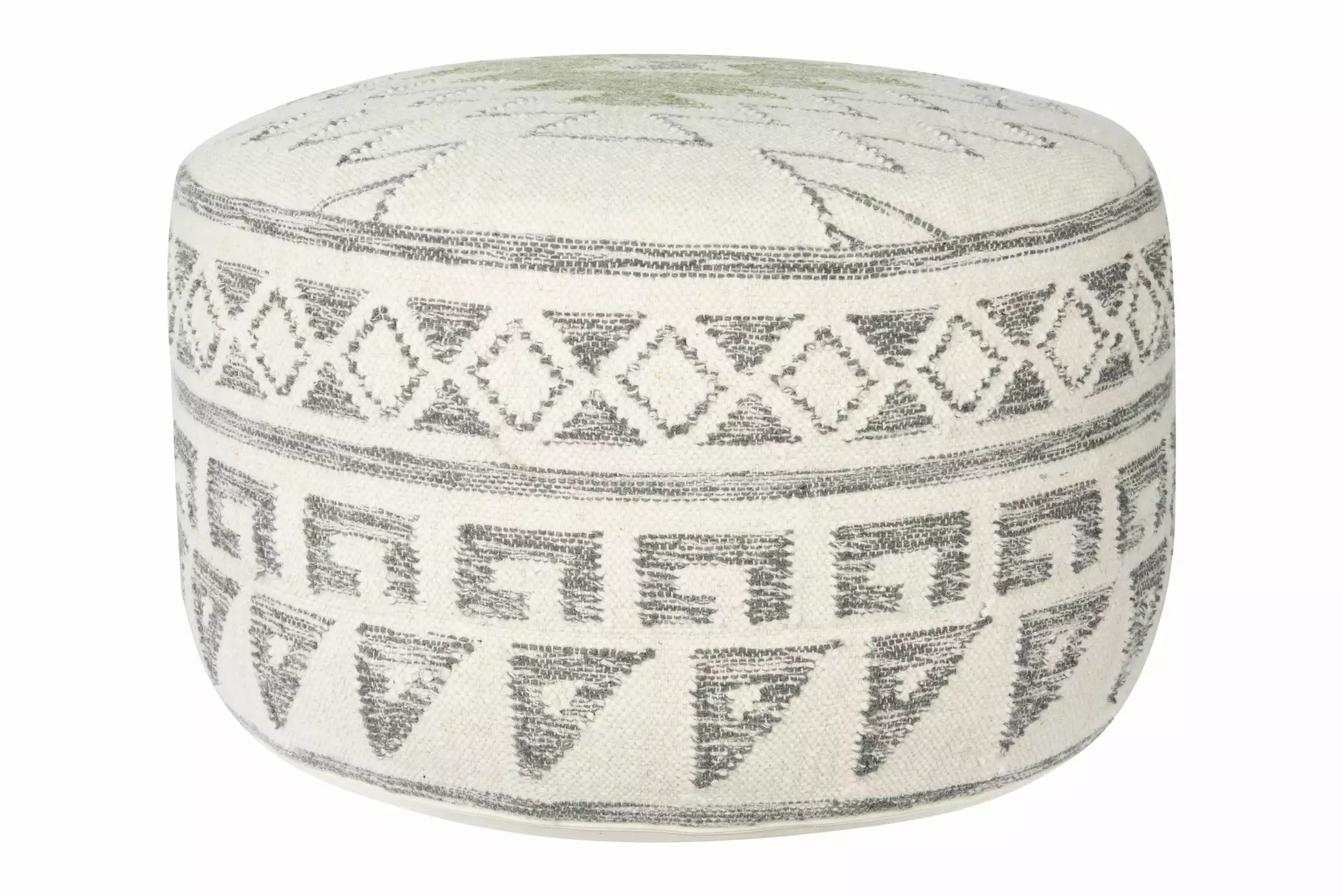 Creative Co Op 28 Round Wool Blend Kilim Pouf Boho Chic Living Room Footrest Creative Co-Op