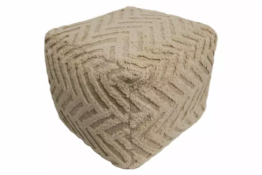 Home&Manor Rimini Cotton Cube Pouf Modern Living Room
